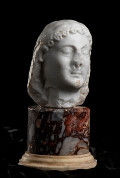 Greek White Marble Figurative Nude Sculpture Head of a Kouros Grand Tour Style