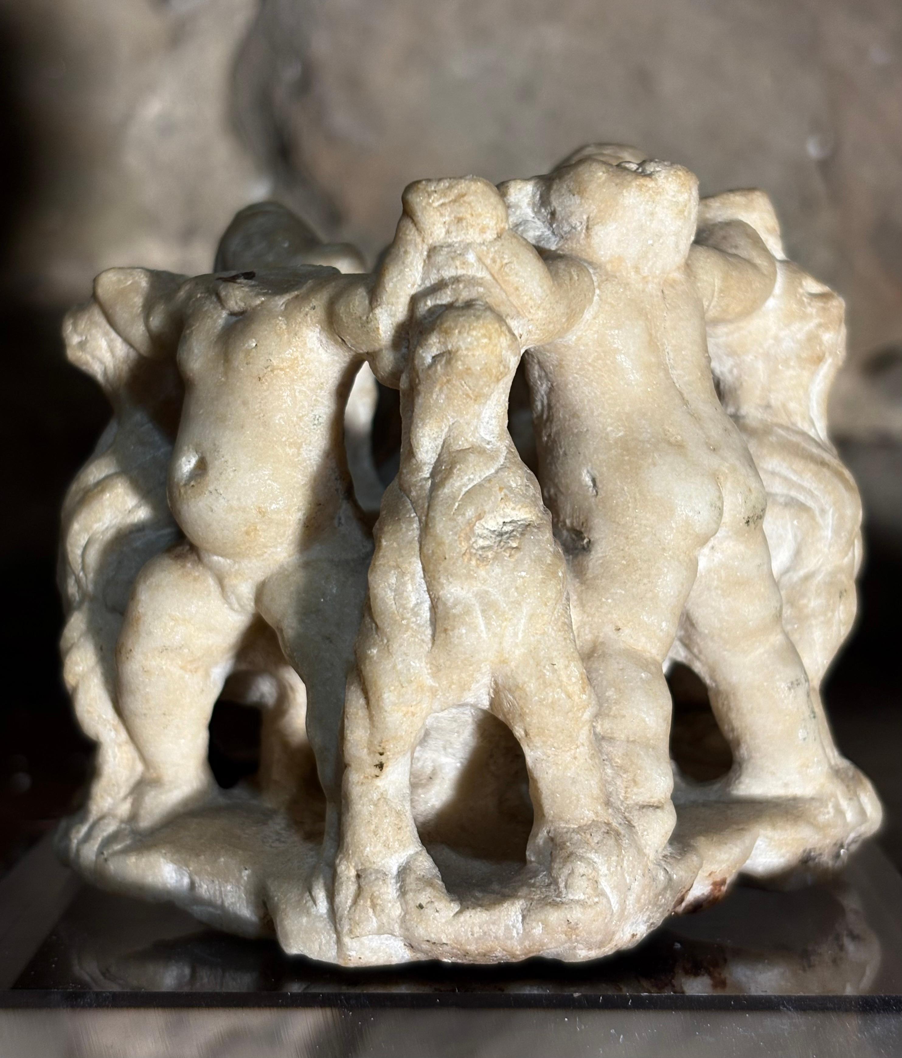 Gruppo in Marmo Allegoria Putti e Leoni Rinascimento Italiano XVI secolo in vendita 2