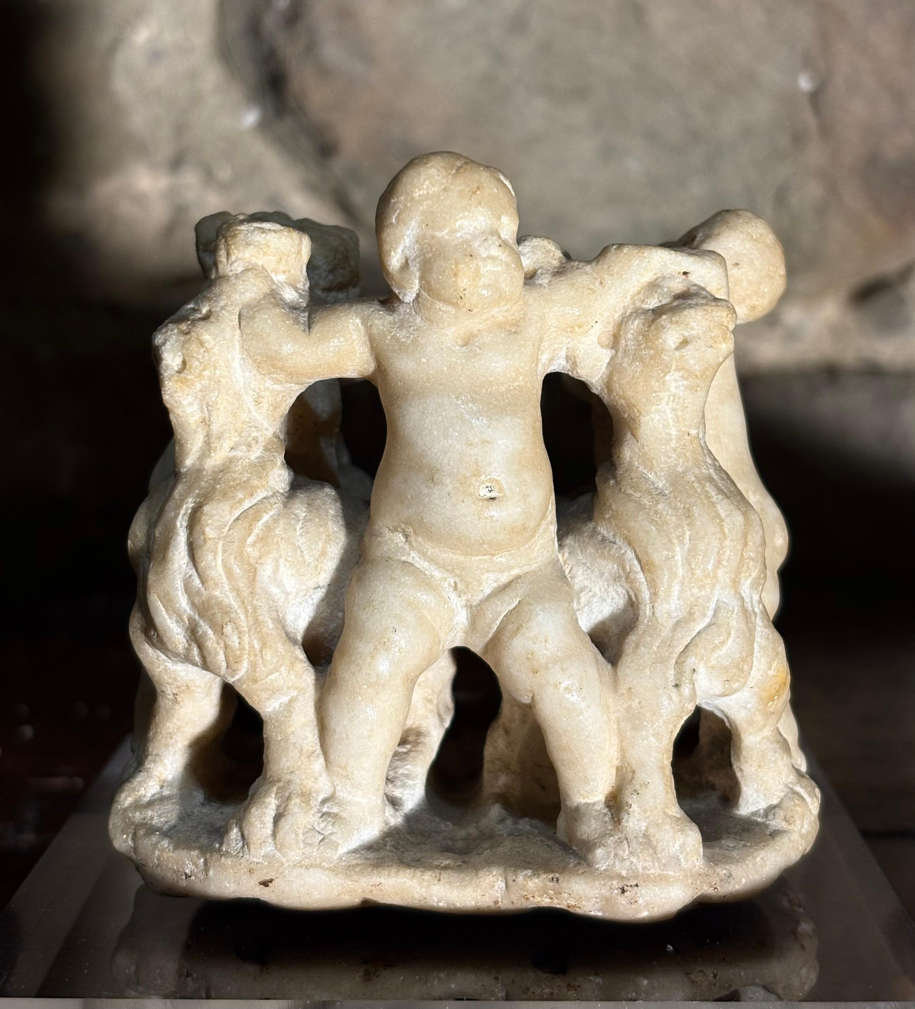 Gruppo in Marmo Allegoria Putti e Leoni Rinascimento Italiano XVI secolo