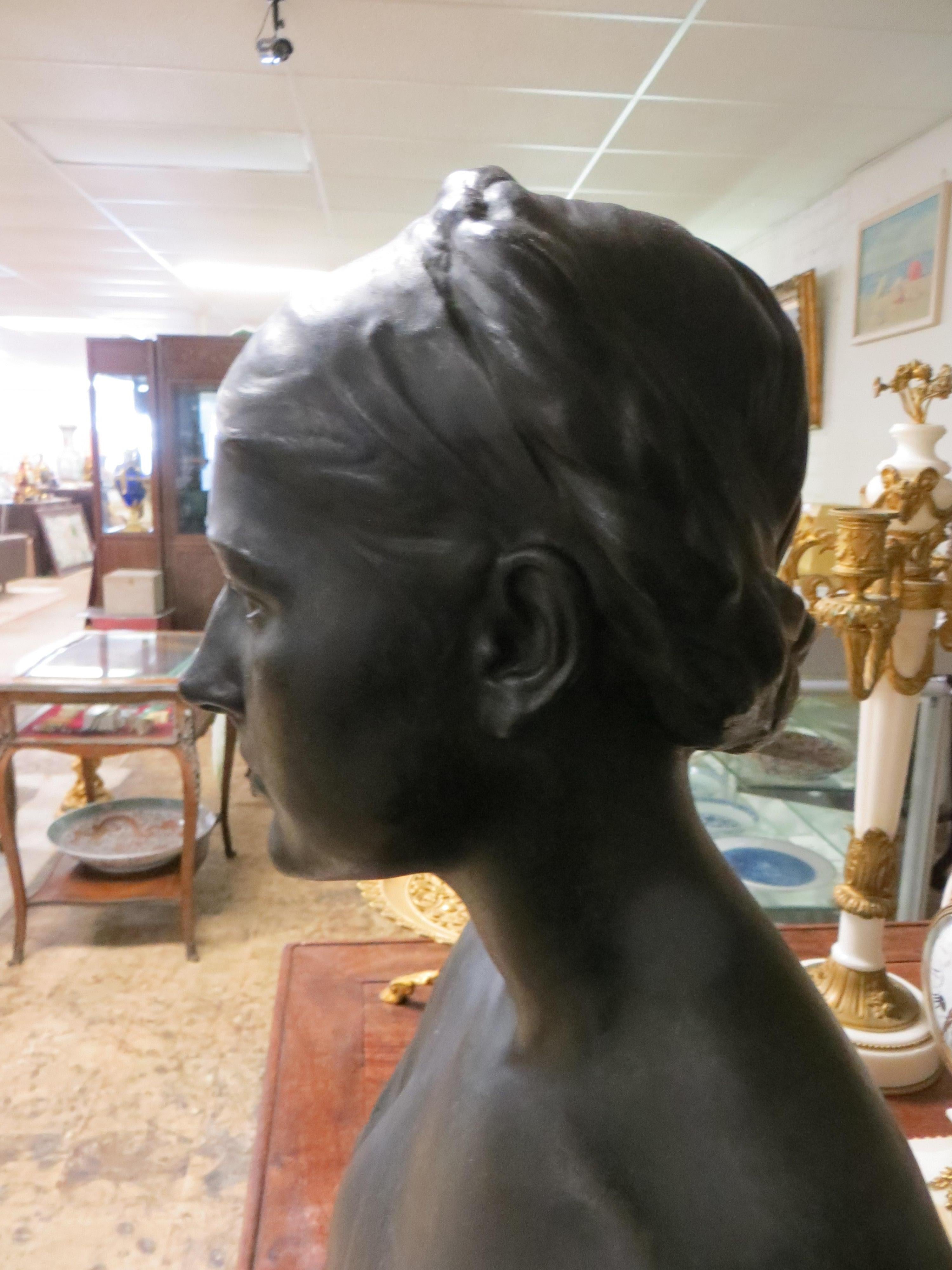 Guilty Bronze Lady Bust after W.Marsden  - Romantic Sculpture by Unknown