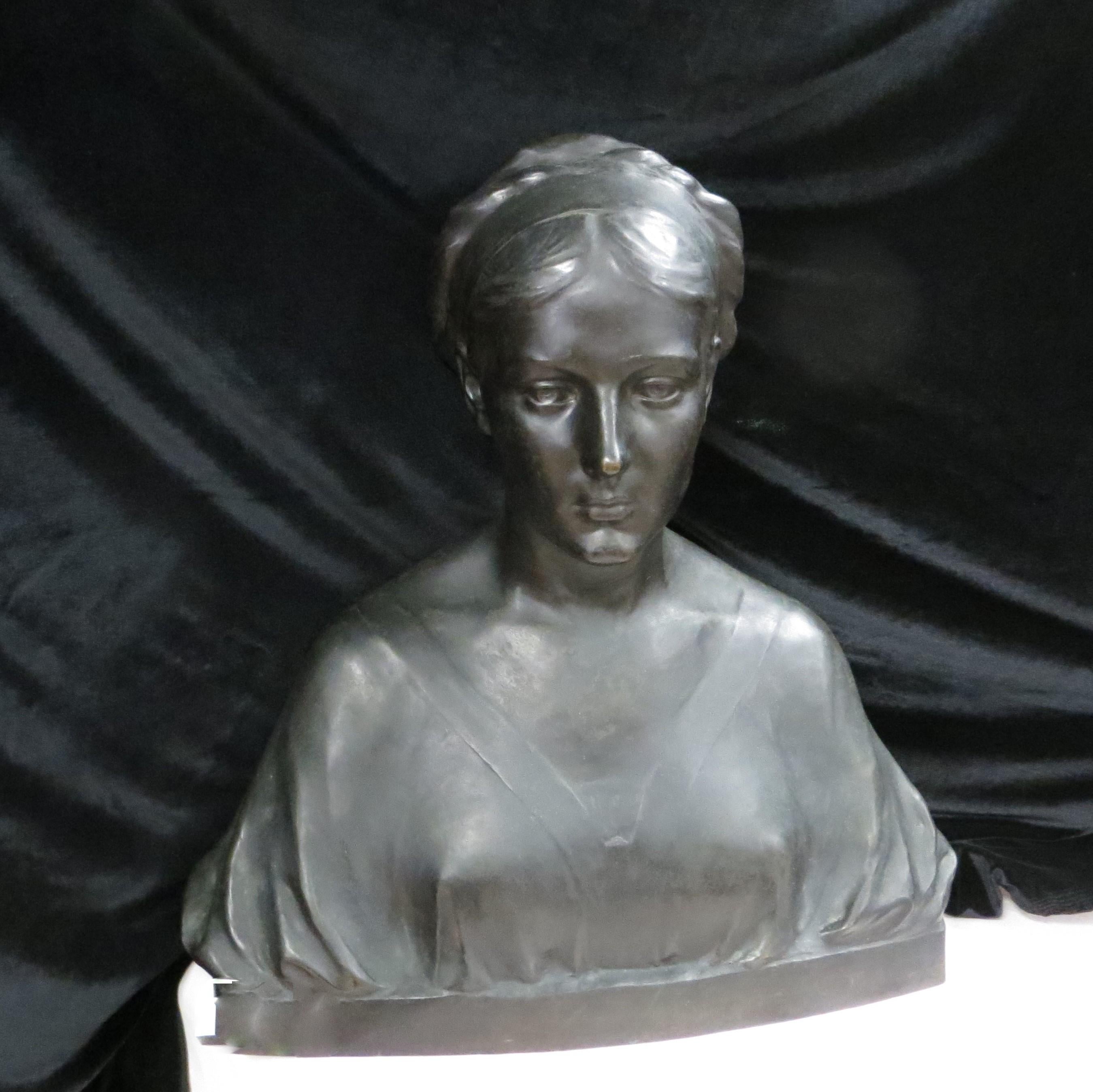 Unknown Figurative Sculpture - Guilty Bronze Lady Bust after W.Marsden 