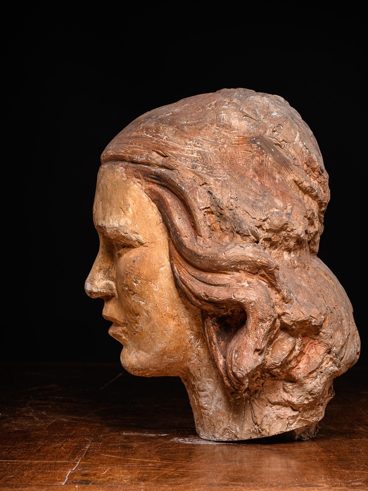 Gustave Fontaine (1877-1952), polychromed model head. For Sale 4