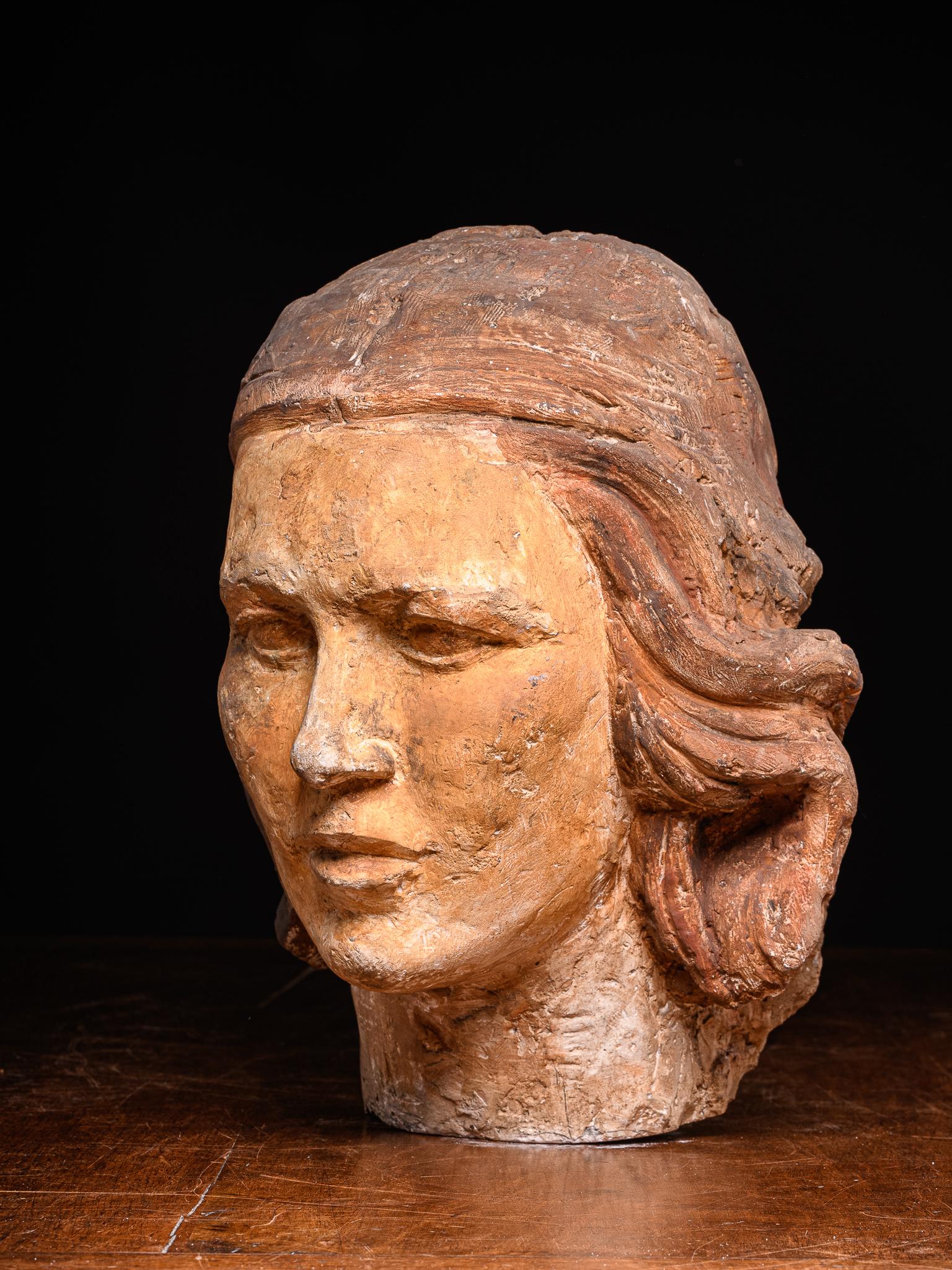 Gustave Fontaine (1877-1952), polychromed model head. 4