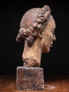 Gustave Fontaine, Cabeza modelada de mujer esculpida y policromada.