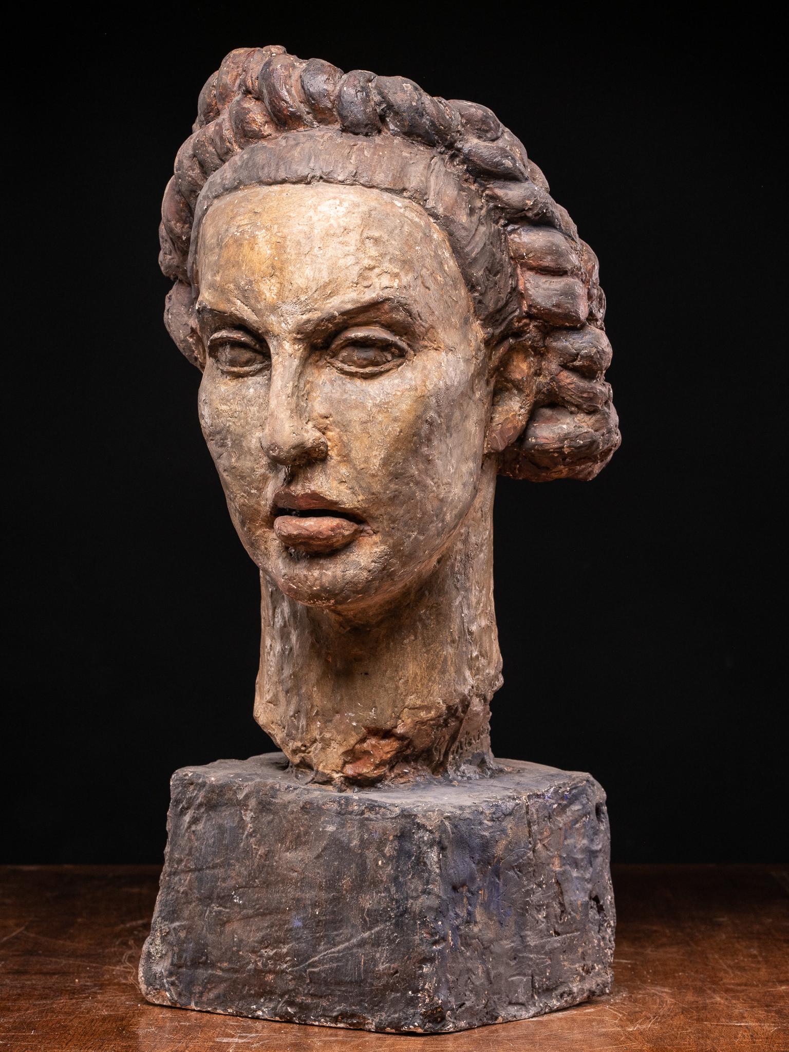Gustave Fontaine, Sculptured polychromed Female modelled Head. 4