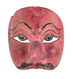Halbmondförmige, runde Augen, große Nase ""pistachio rot", 19. Jahrhundert