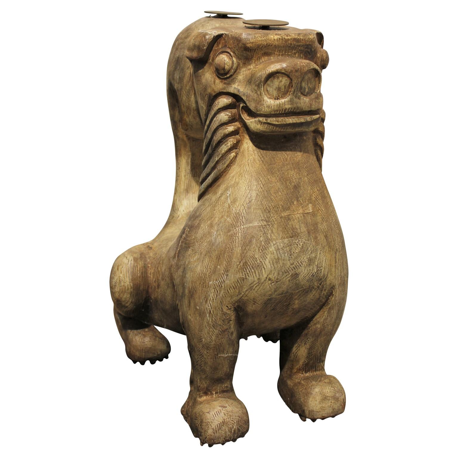 Unknown Still-Life Sculpture - Hand Carved Foo Dog Table Base by Sarreid Ltd. 