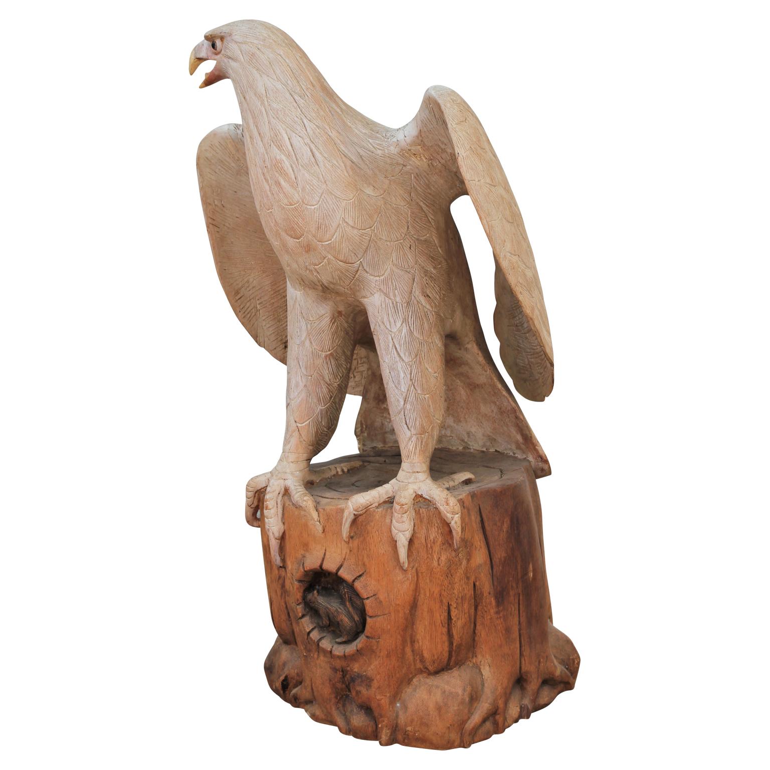 wooden eagle statue