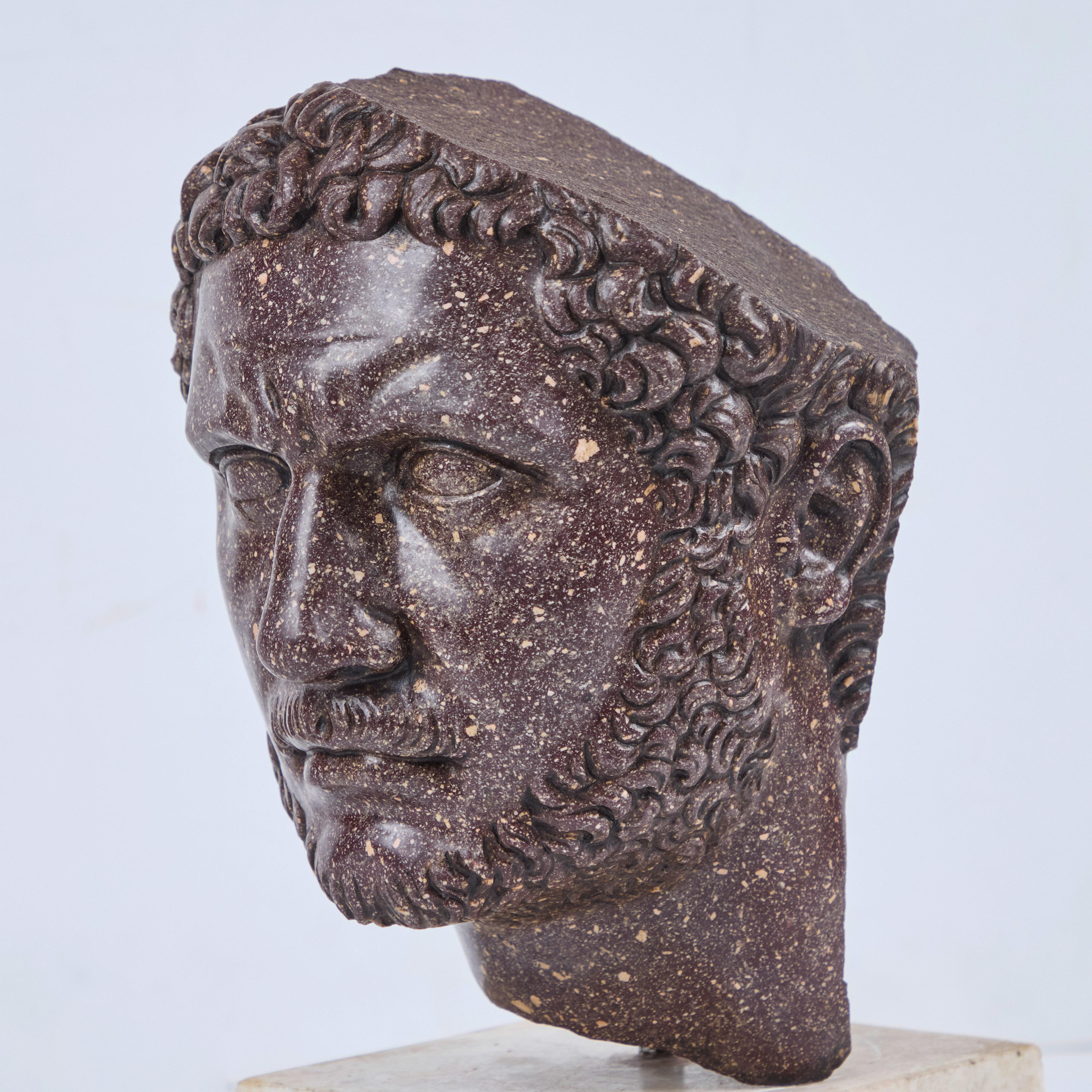 Hand-Carved Porphyry Head of Marcus Aurelius 1