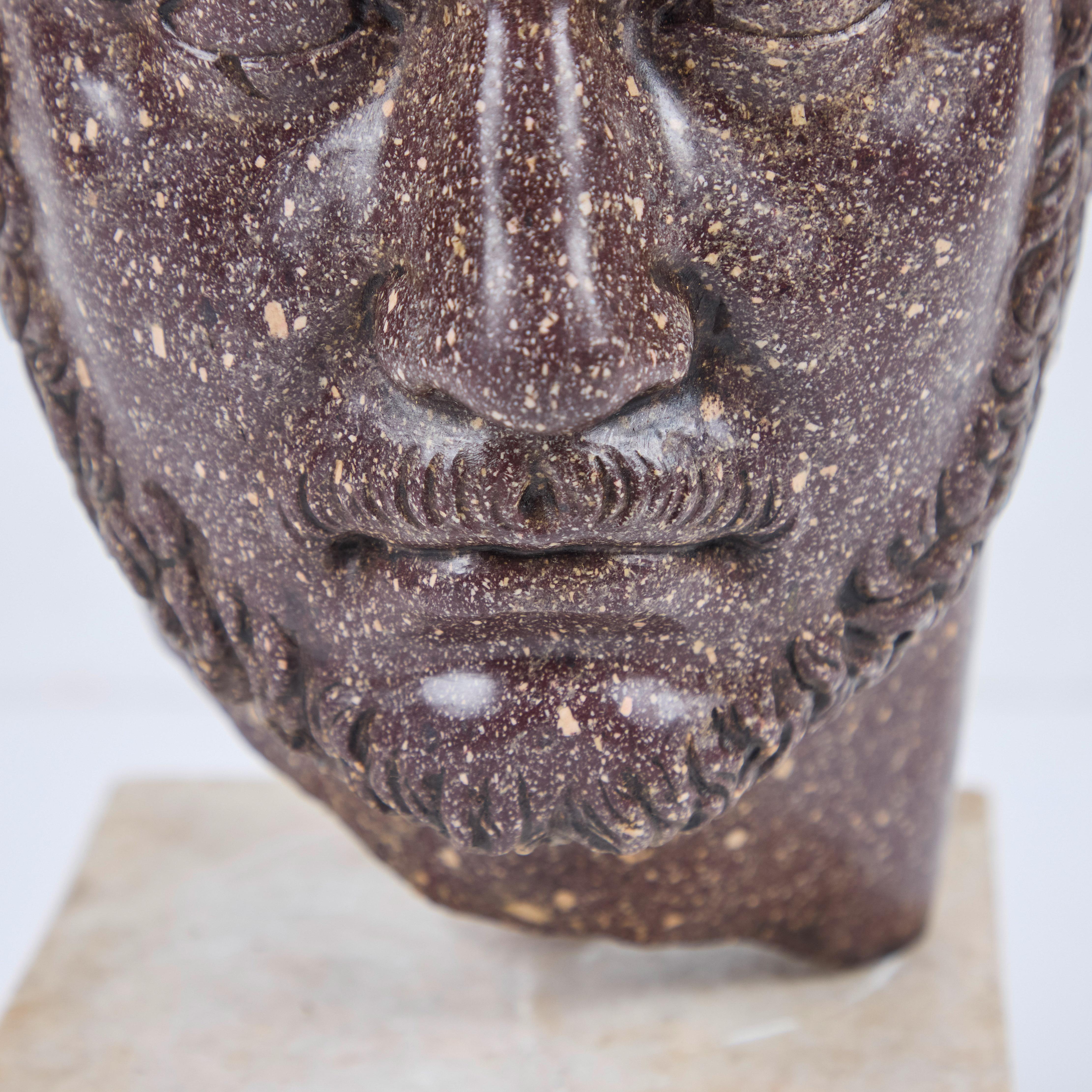 Hand-Carved Porphyry Head of Marcus Aurelius 2