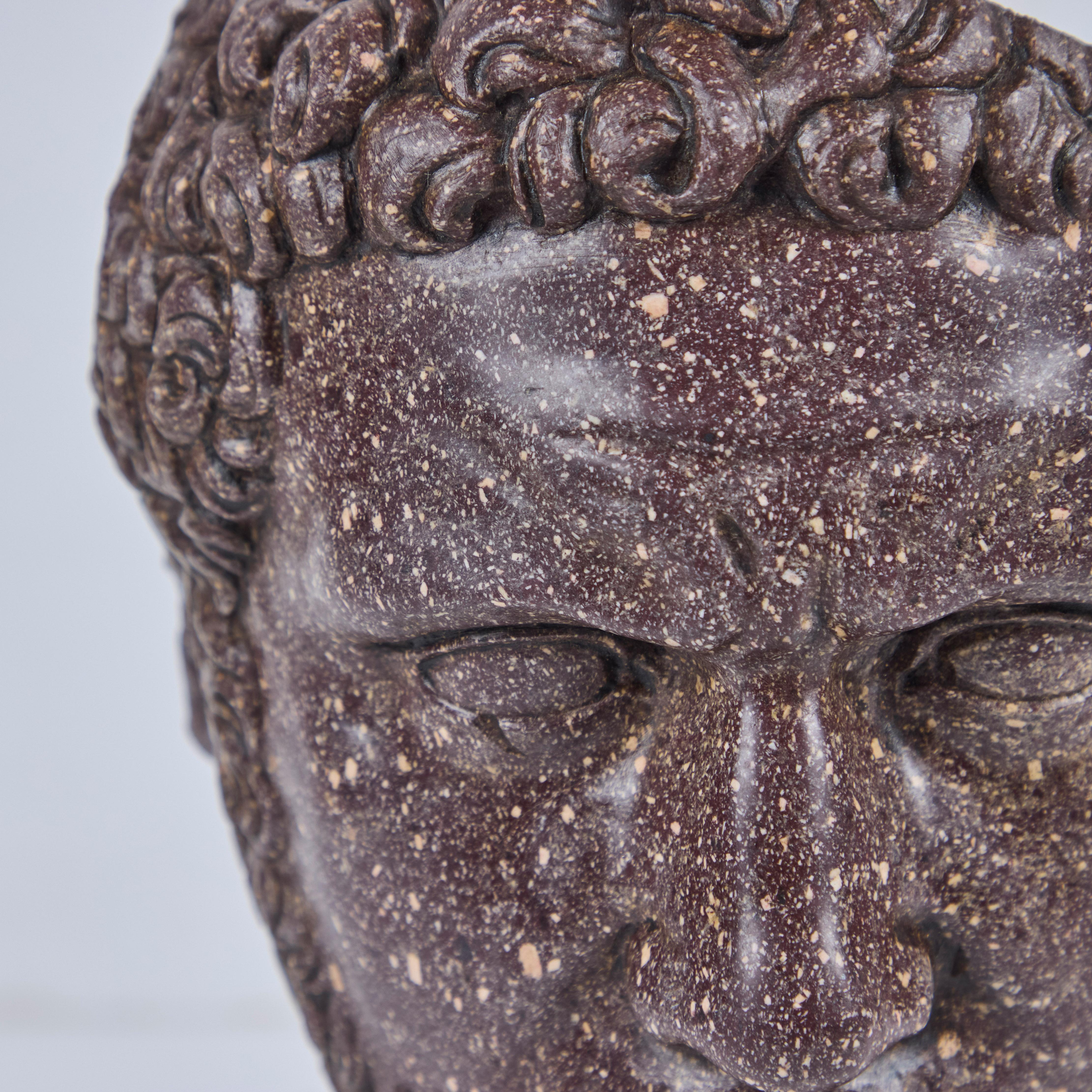 Hand-Carved Porphyry Head of Marcus Aurelius 3