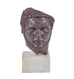Hand-Carved Porphyry Head of Marcus Aurelius