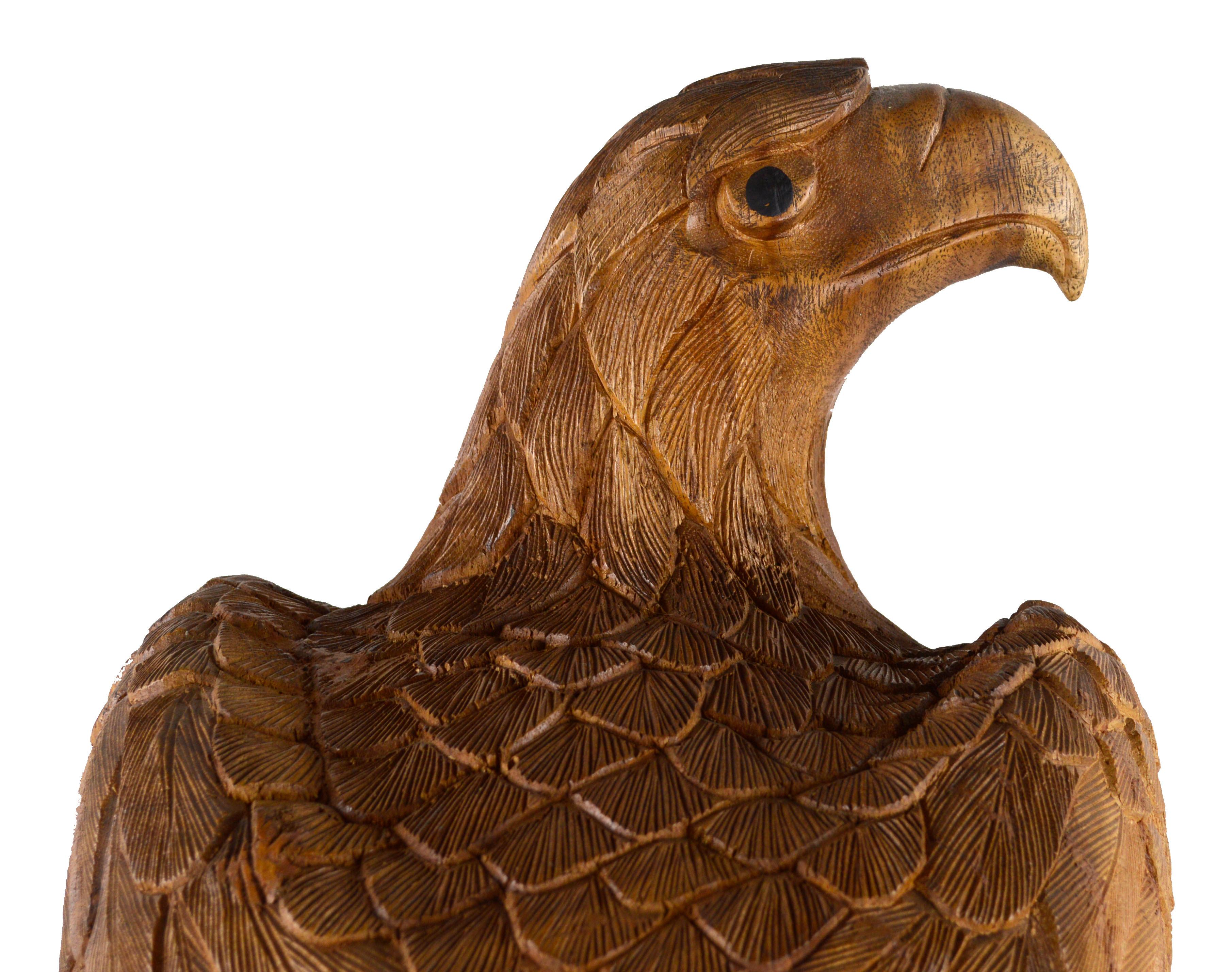 Hand Carved Wood Eagle Sculpture 5