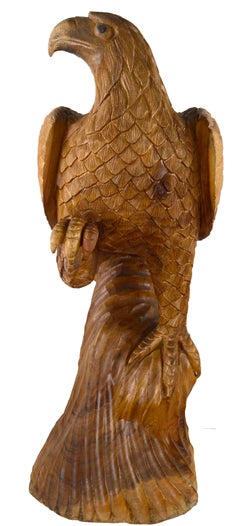 Hand Carved Wood Eagle Sculpture