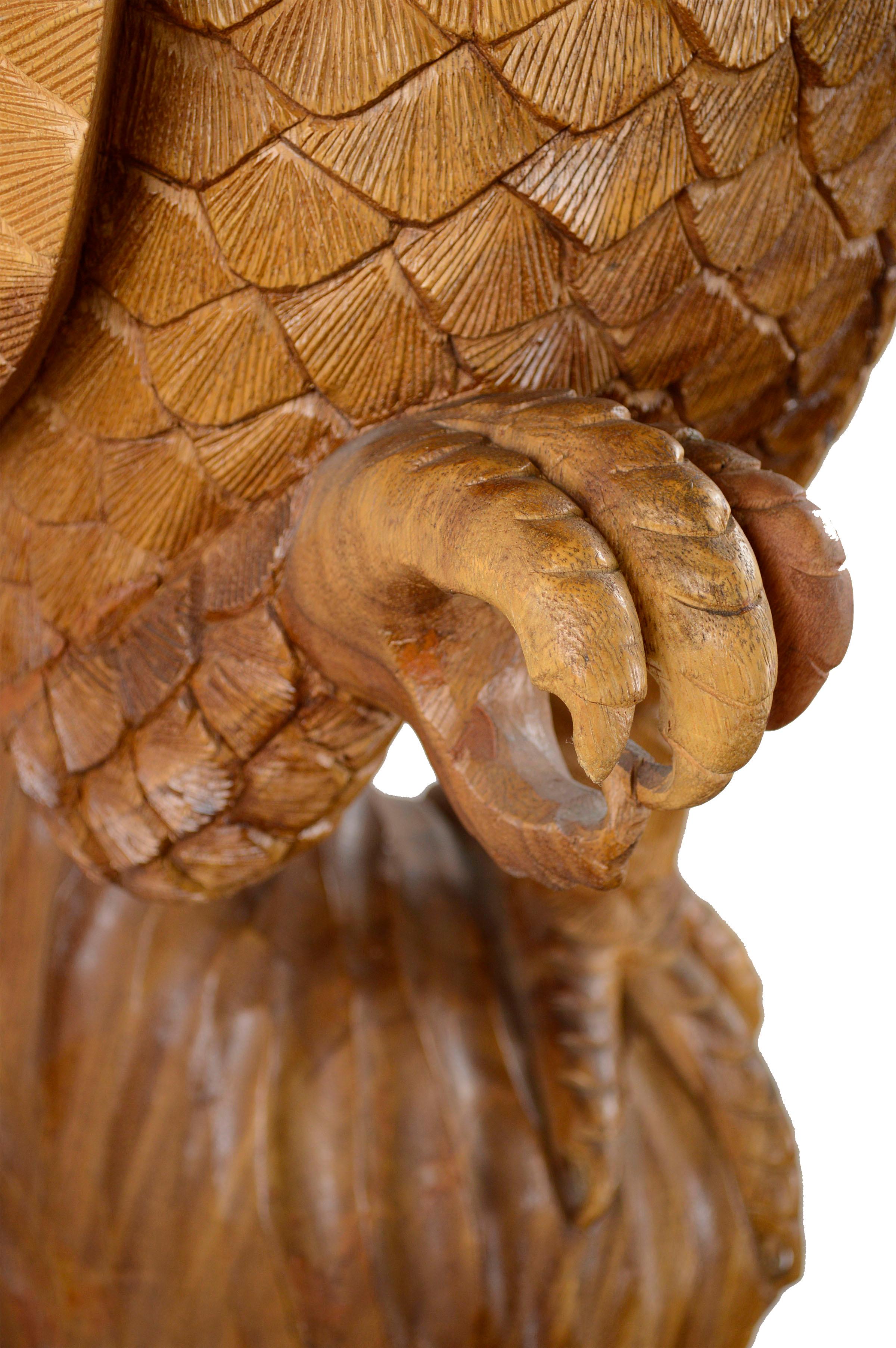 Hand Carved Wood Eagle Sculpture 1