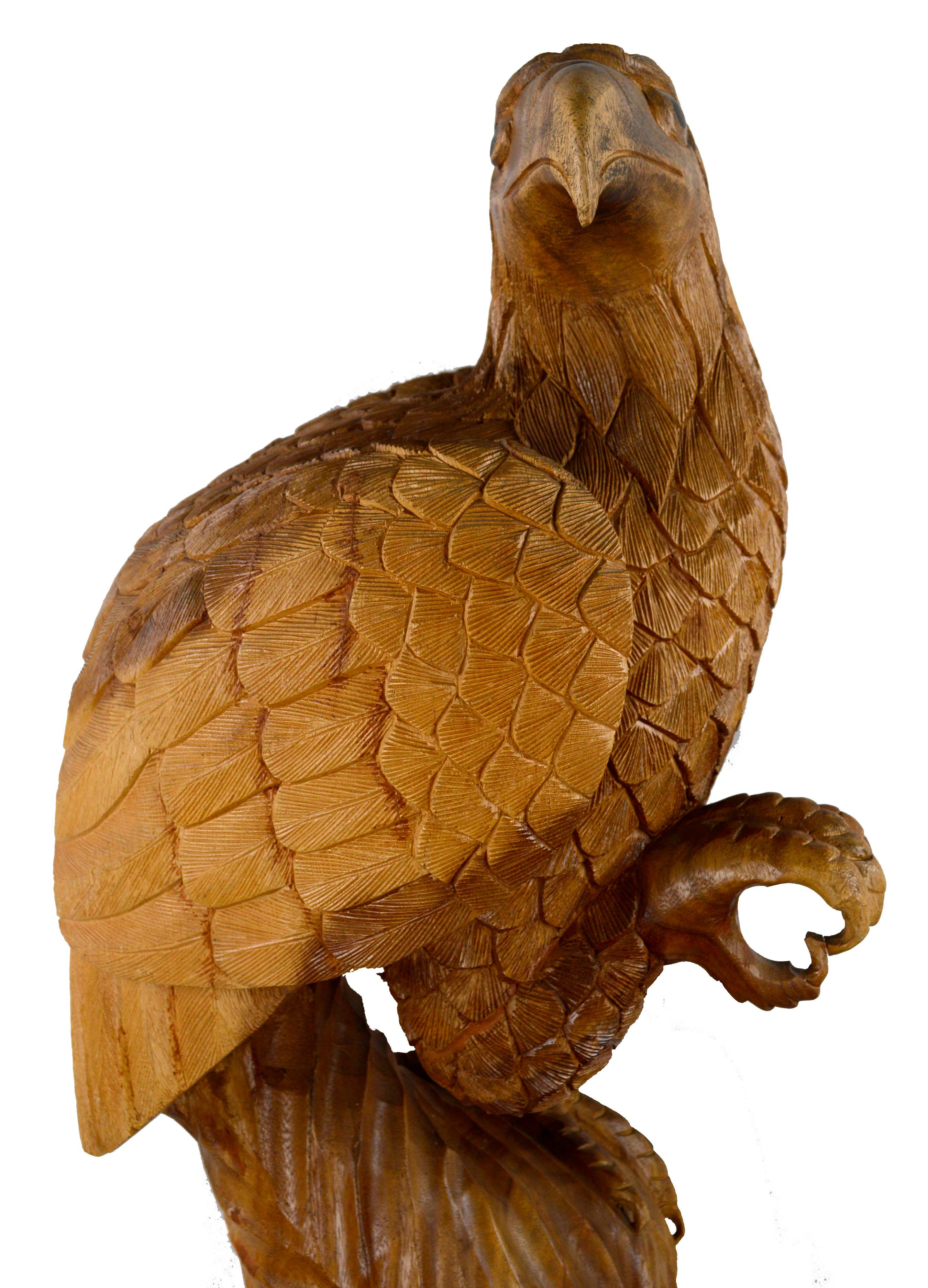 Hand Carved Wood Eagle Sculpture 2