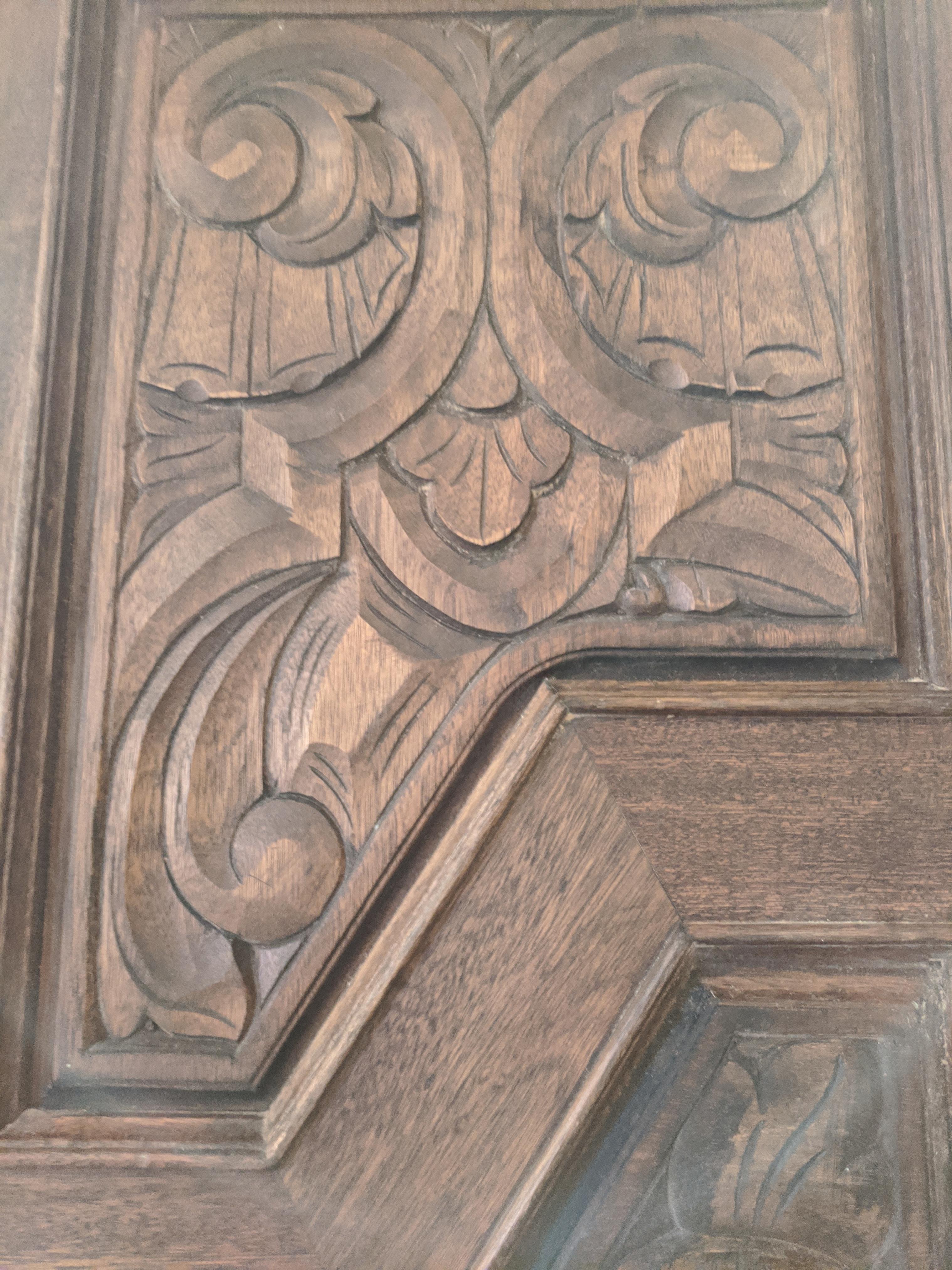 Hand Sculpted Wooden Doors - Art Deco Sculpture by Unknown