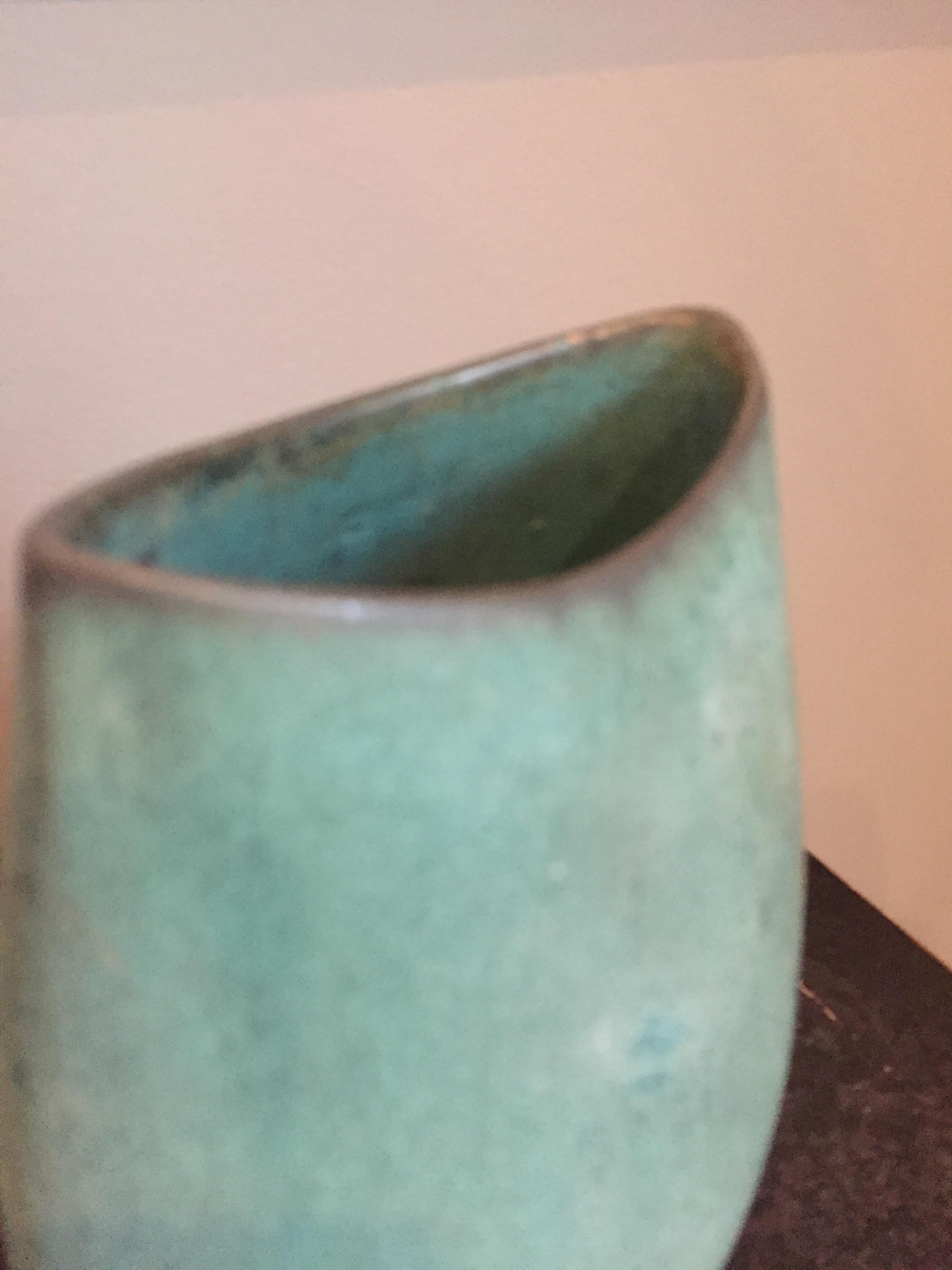 Handmade Vase Turquoise Glaze  For Sale 2