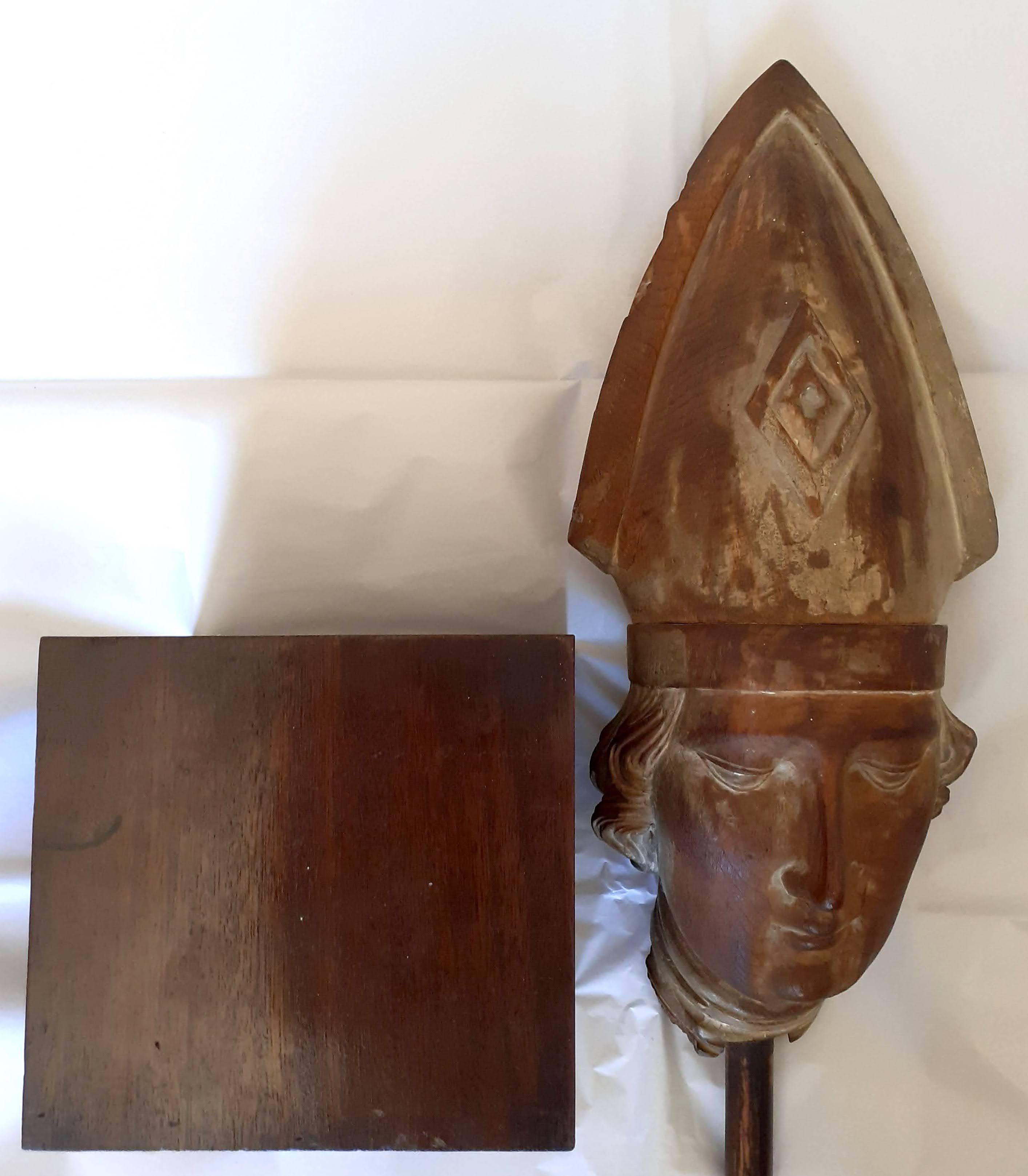 Head of a young man Saint Louis of Toulouse mediterranean santos wood carving  2