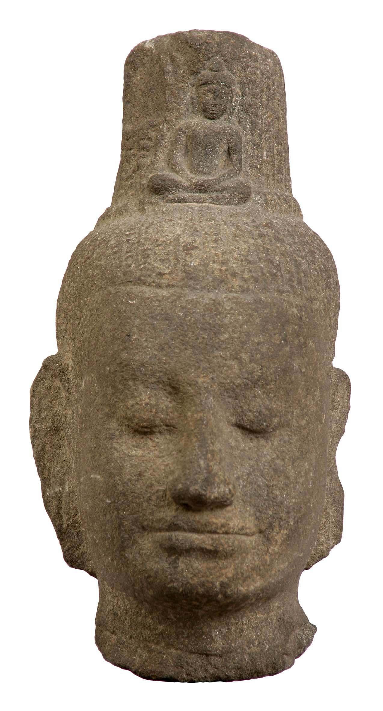 Unknown Figurative Sculpture - Head of Avalokiteshvara, KHMER, Cambodia, Bayon Style