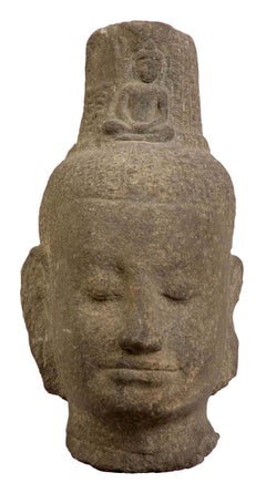 Antique Head of Avalokiteshvara, KHMER, Cambodia, Bayon Style
