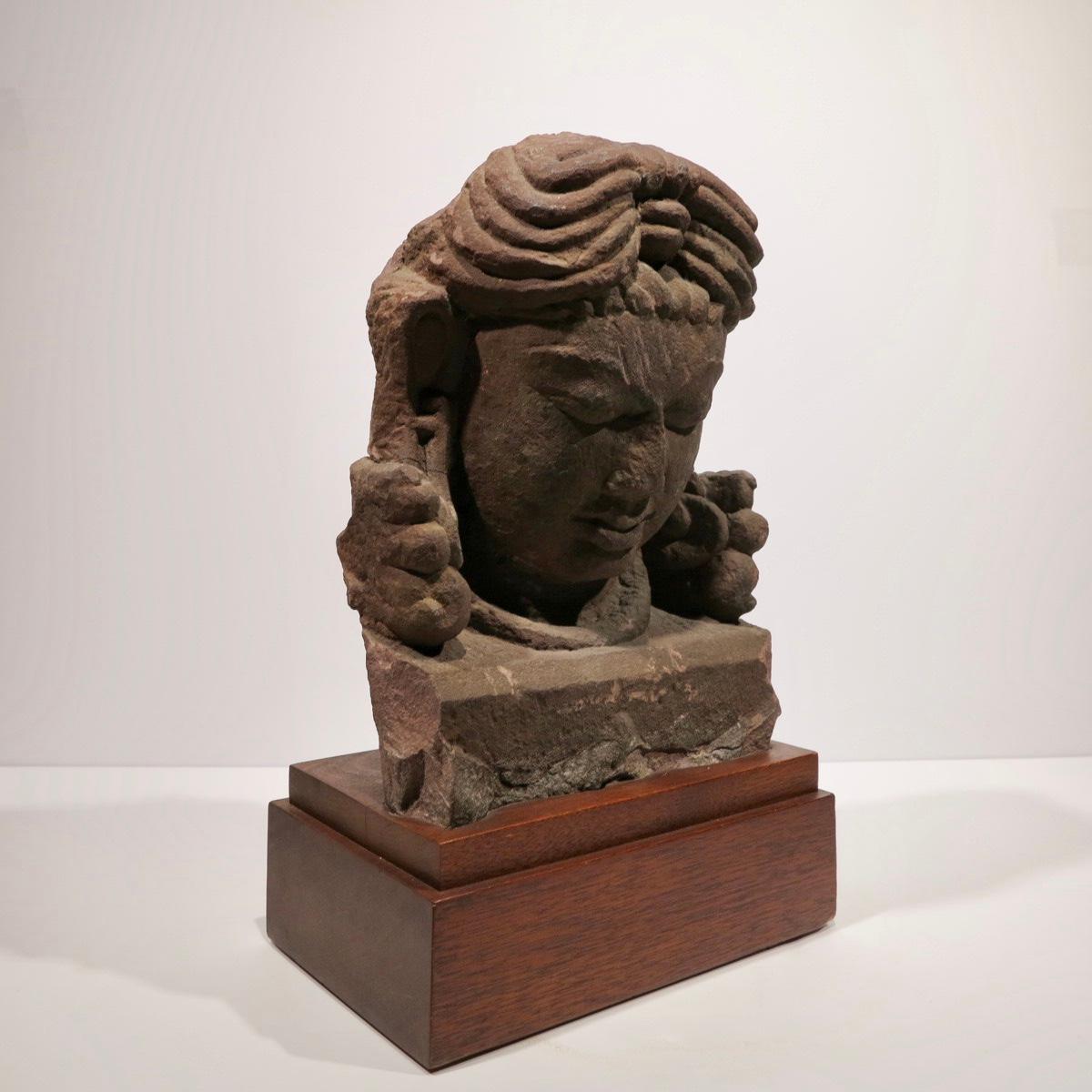 Head of Goddess, Central India, 8th Century - Sculpture by Unknown