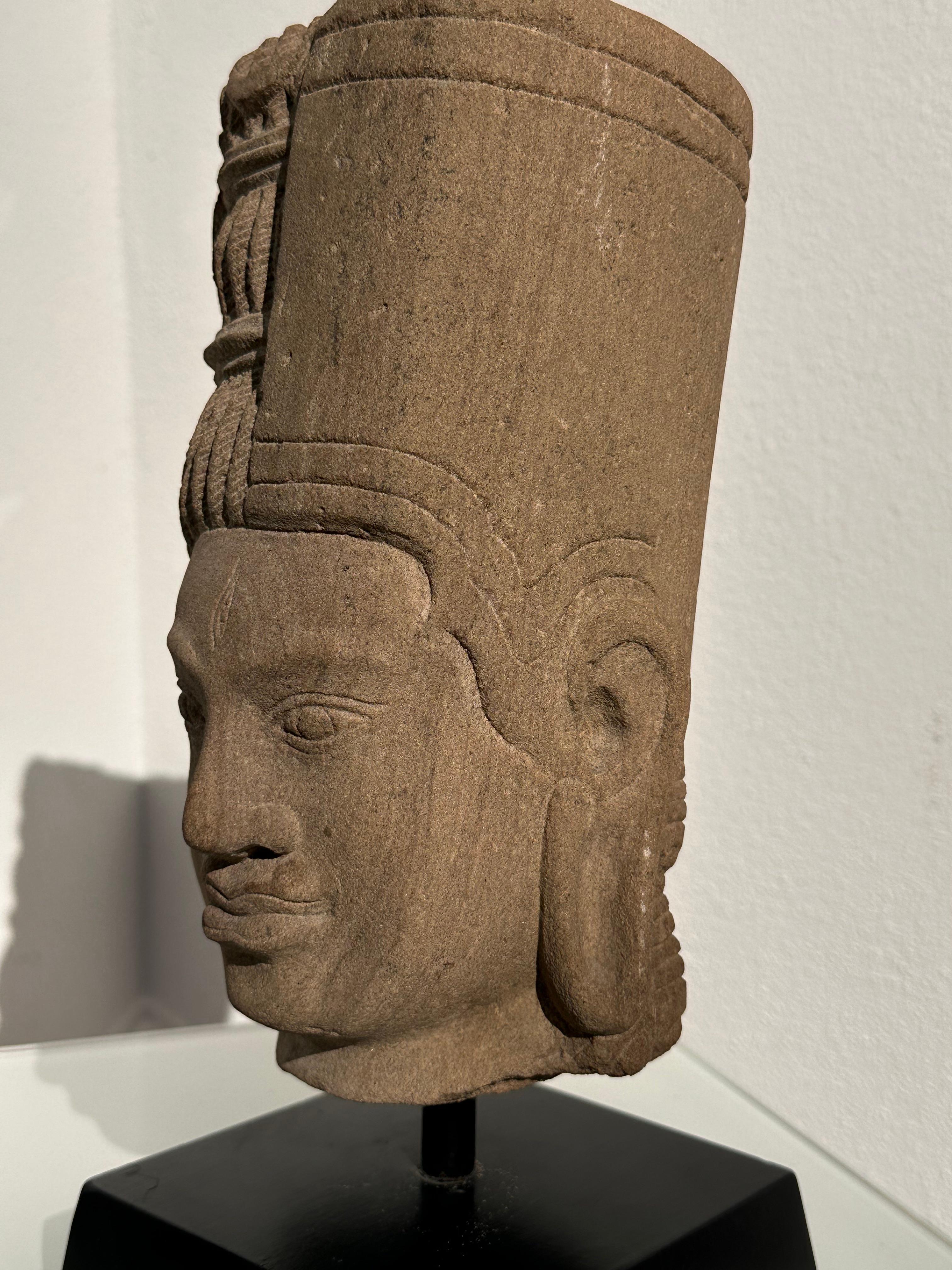 Head of Harihana Ardhanarishvara sandstone Khmer sculpture 4