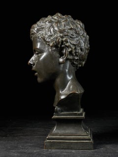 Henri Van Hoeter (1871-   ), Bronze Portrait Buste of a Young Man, signed
