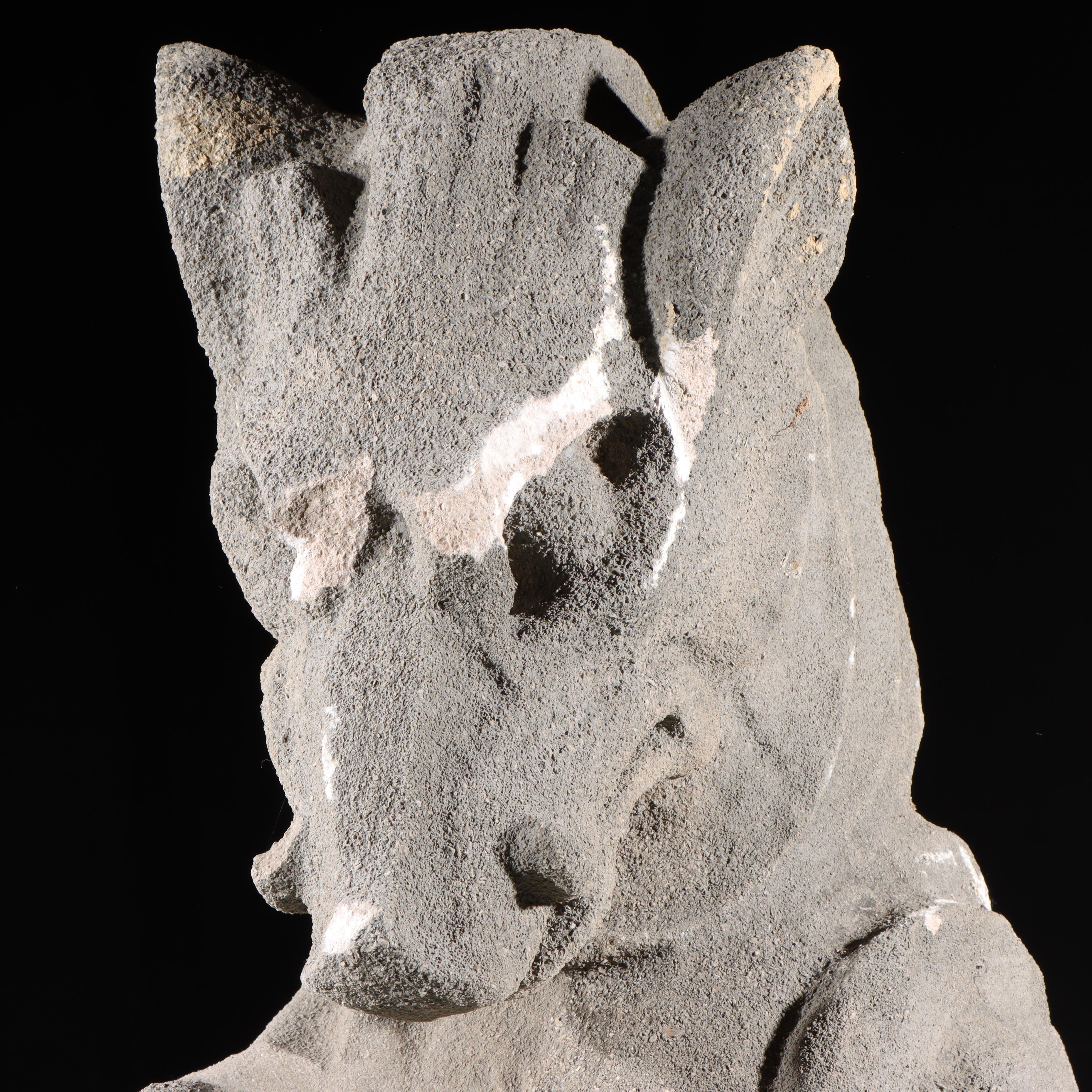 Heraldic boar Guardian; full body gargoyle/grotesque beast with shield For Sale 8