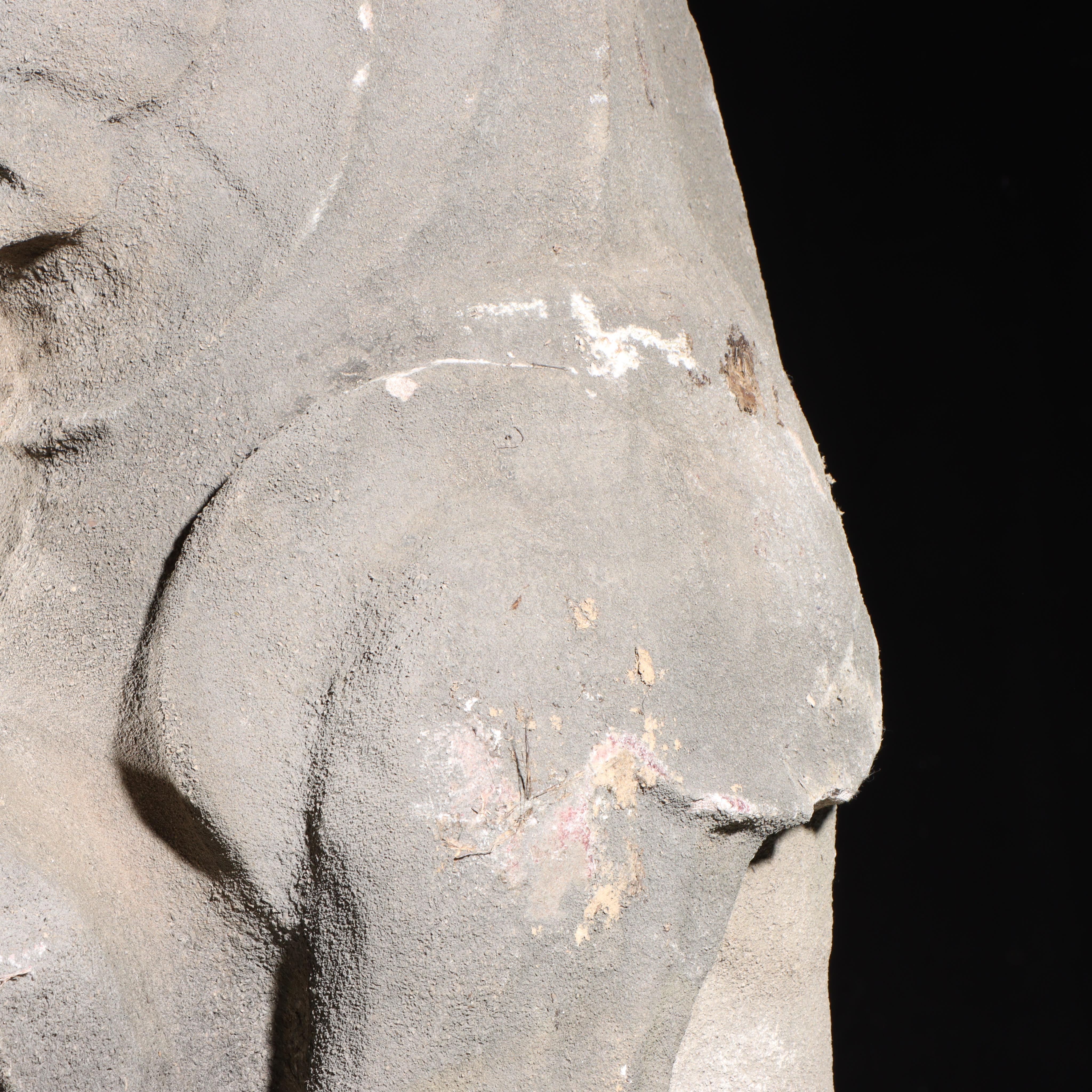 Heraldic boar Guardian; full body gargoyle/grotesque beast with shield - Gothic Sculpture by Unknown