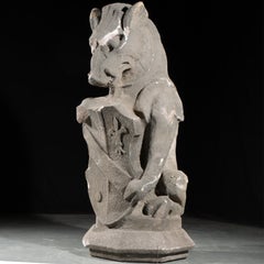 Heraldic boar Guardian; full body gargoyle/grotesque beast with shield