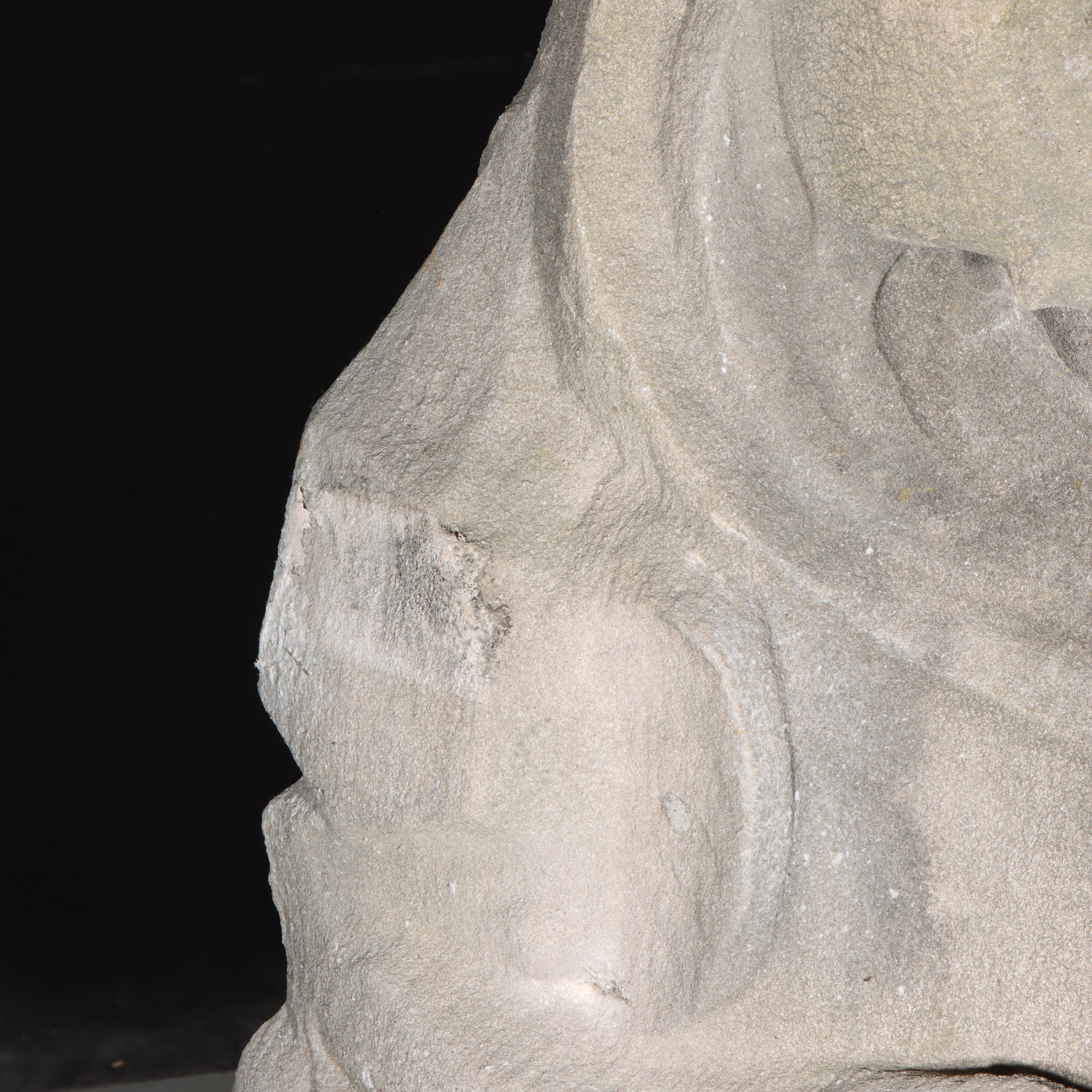 Heraldic dog Guardian; full body gargoyle/grotesque beast with shield - Sculpture by Unknown