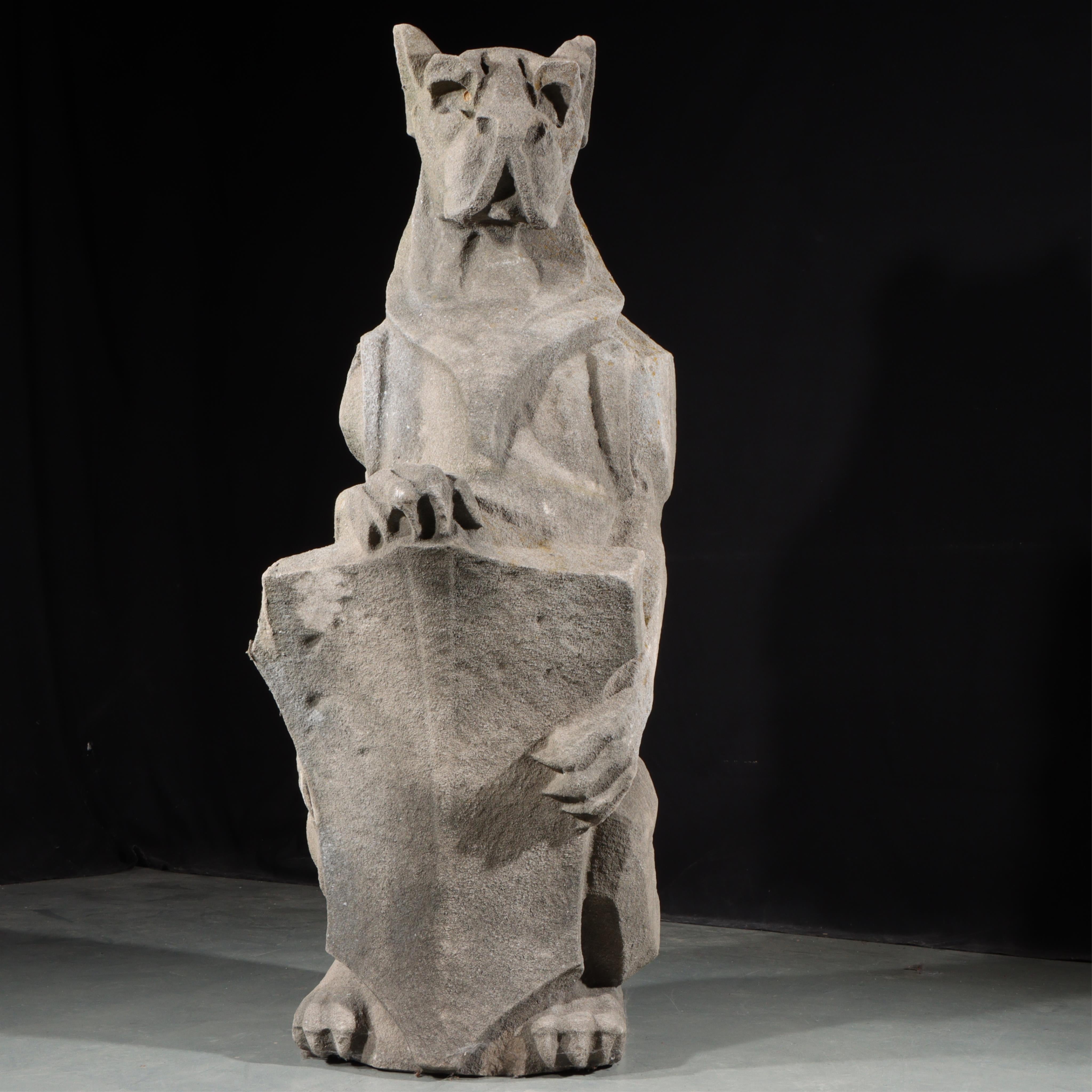 Heraldic dog Guardian; full body gargoyle/grotesque beast with shield For Sale 3