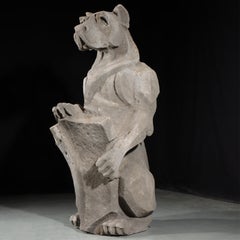 Heraldic dog Guardian; full body gargoyle/grotesque beast with shield