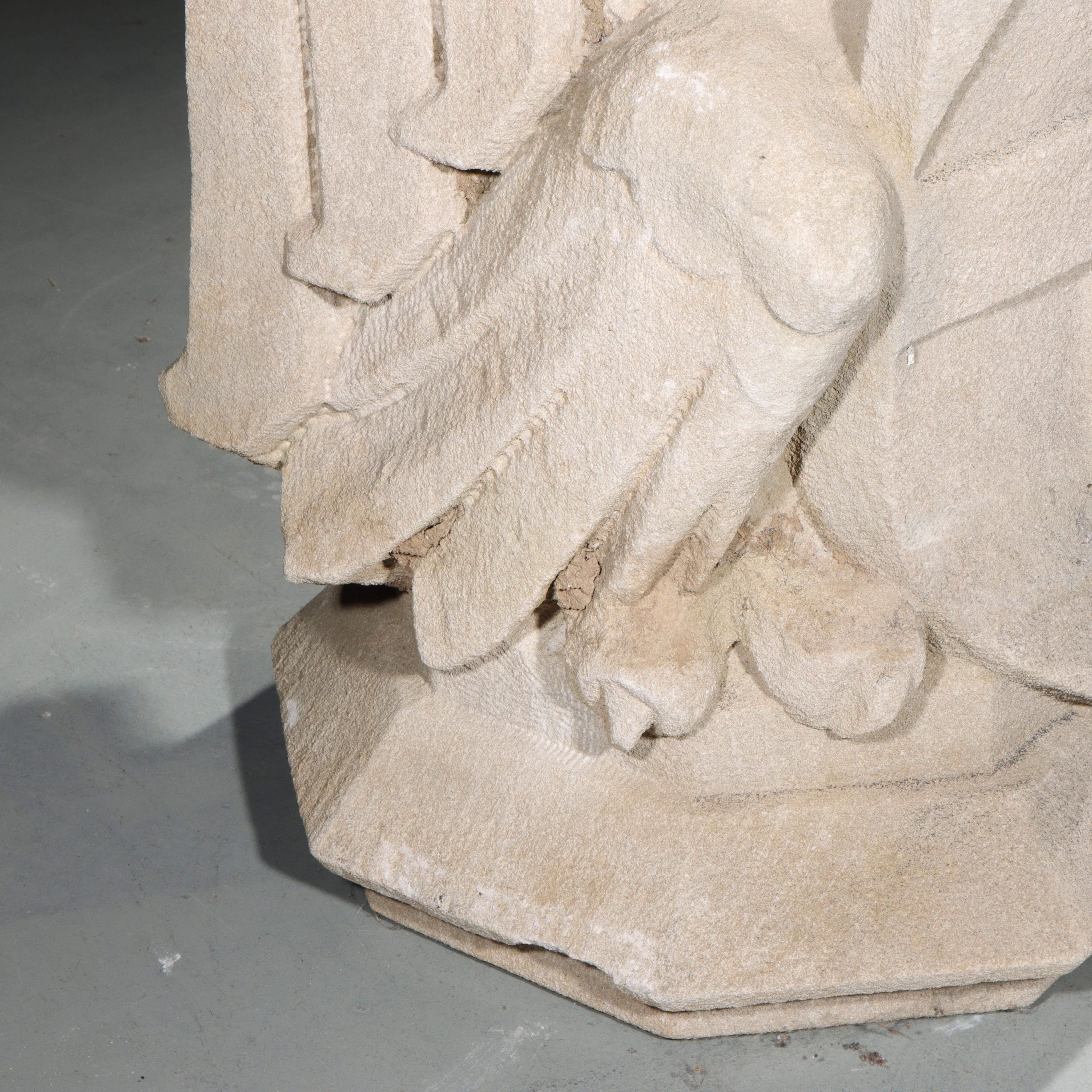 Heraldic Eagle Guardian; full body gargoyle/grotesque beast with shield - Sculpture by Unknown