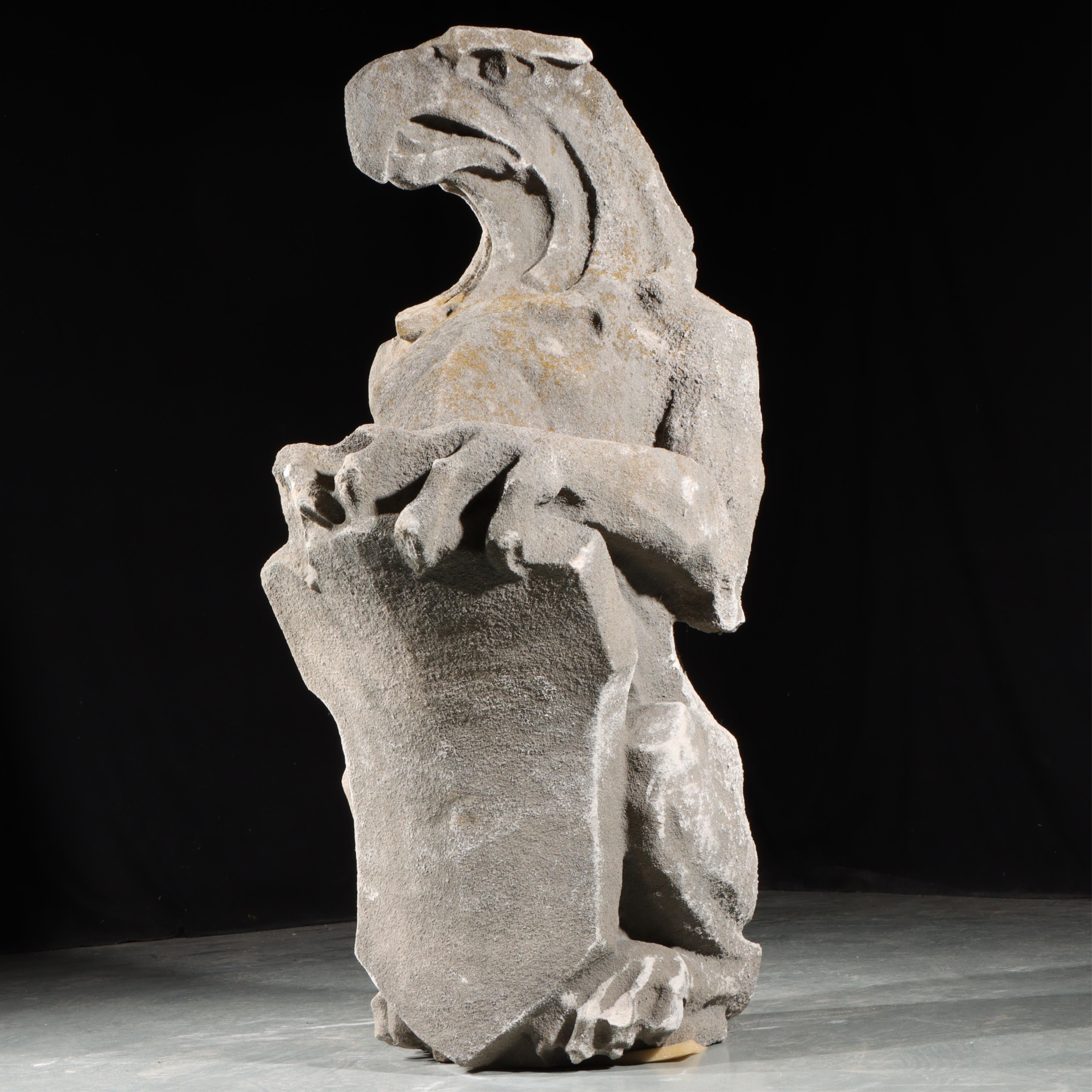 Heraldic Griffin Guardian; full body gargoyle/grotesque beast with shield For Sale 5