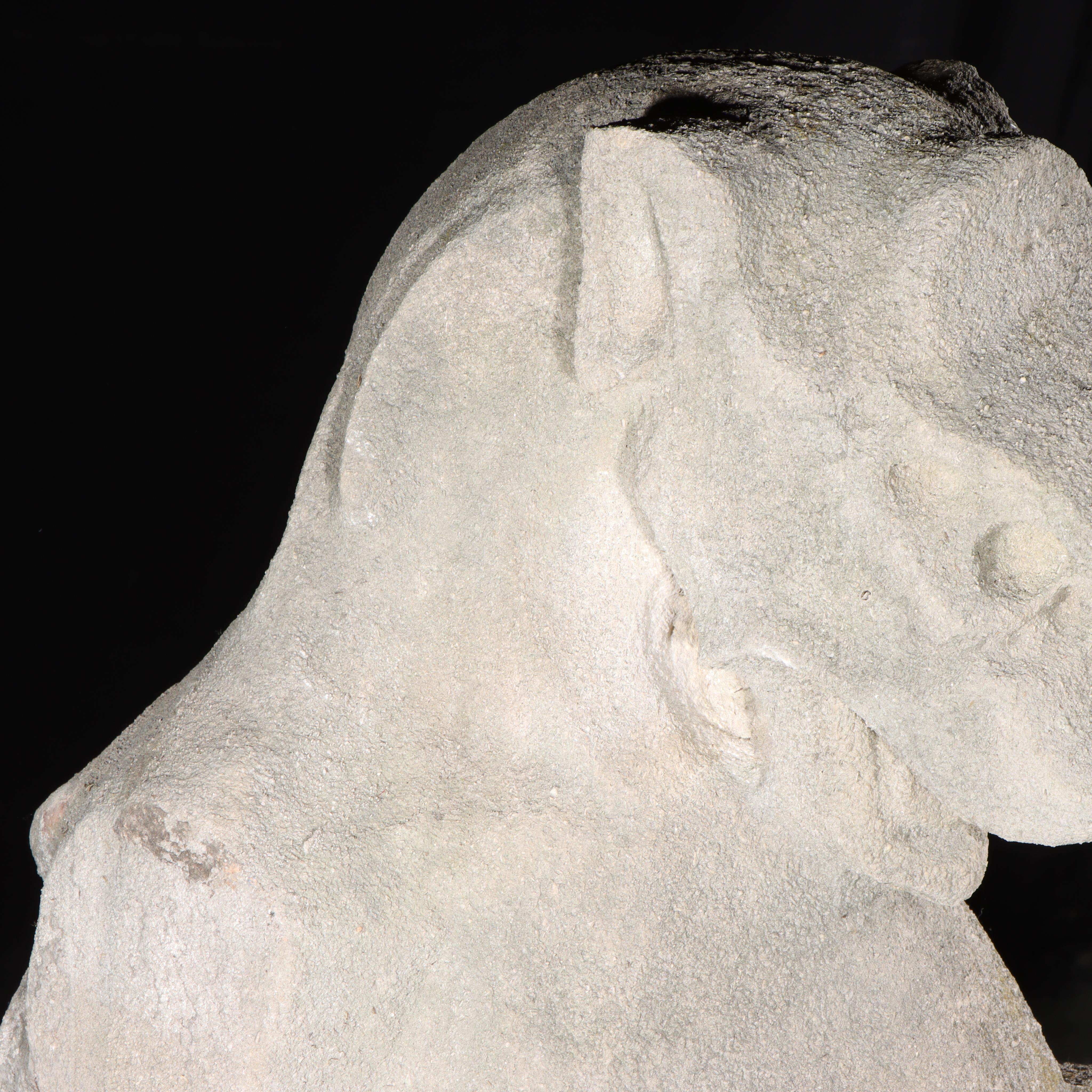 Heraldic Lion Guardian; full body gargoyle/grotesque beast with shield - Sculpture by Unknown