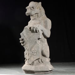 Heraldic Lion Guardian; full body gargoyle/grotesque beast with shield