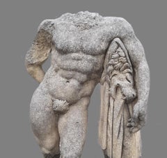 Hercules Italian Stone Sculpture of Classical Torso  with Base