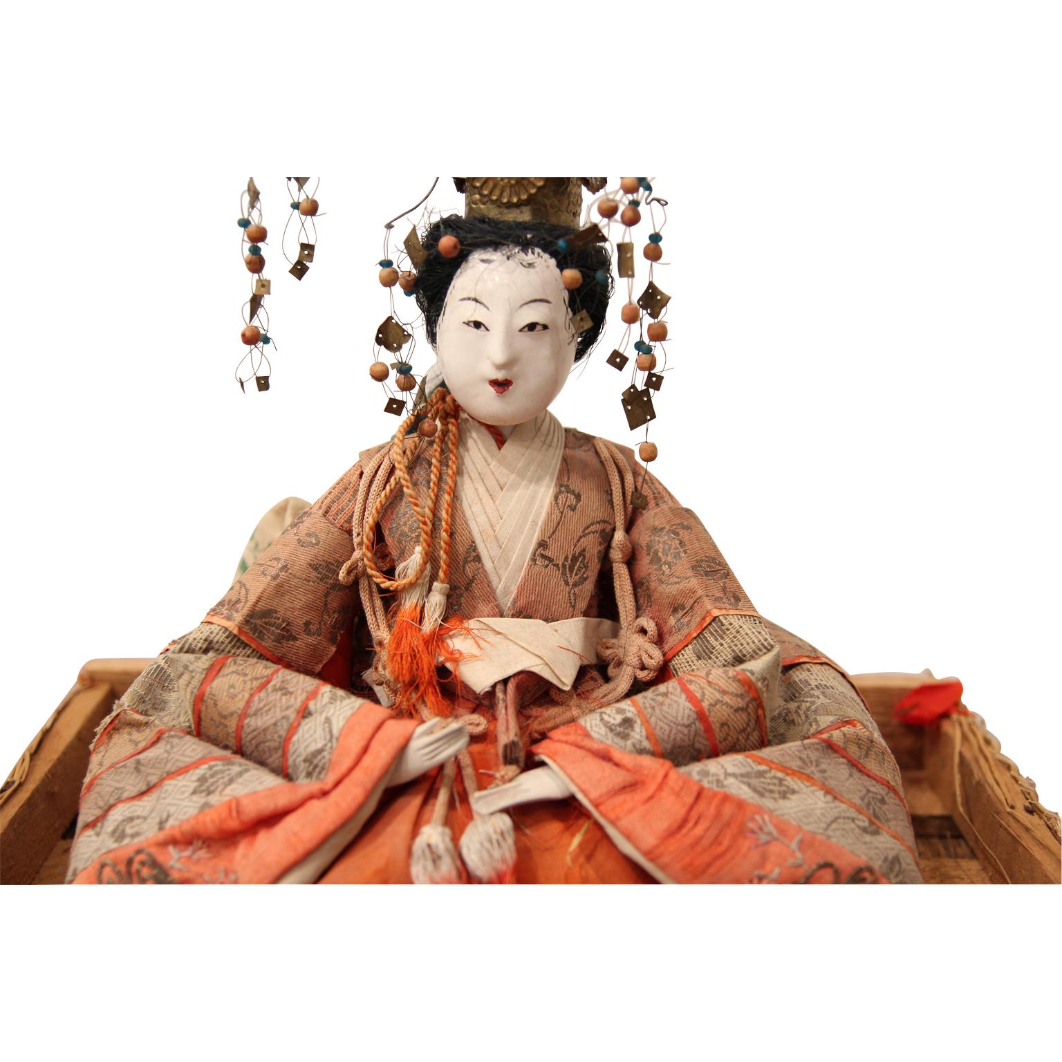 Hinamatsuri Festival Wooden Dolls of Princess and Prince (Edo), Sculpture, von Unknown