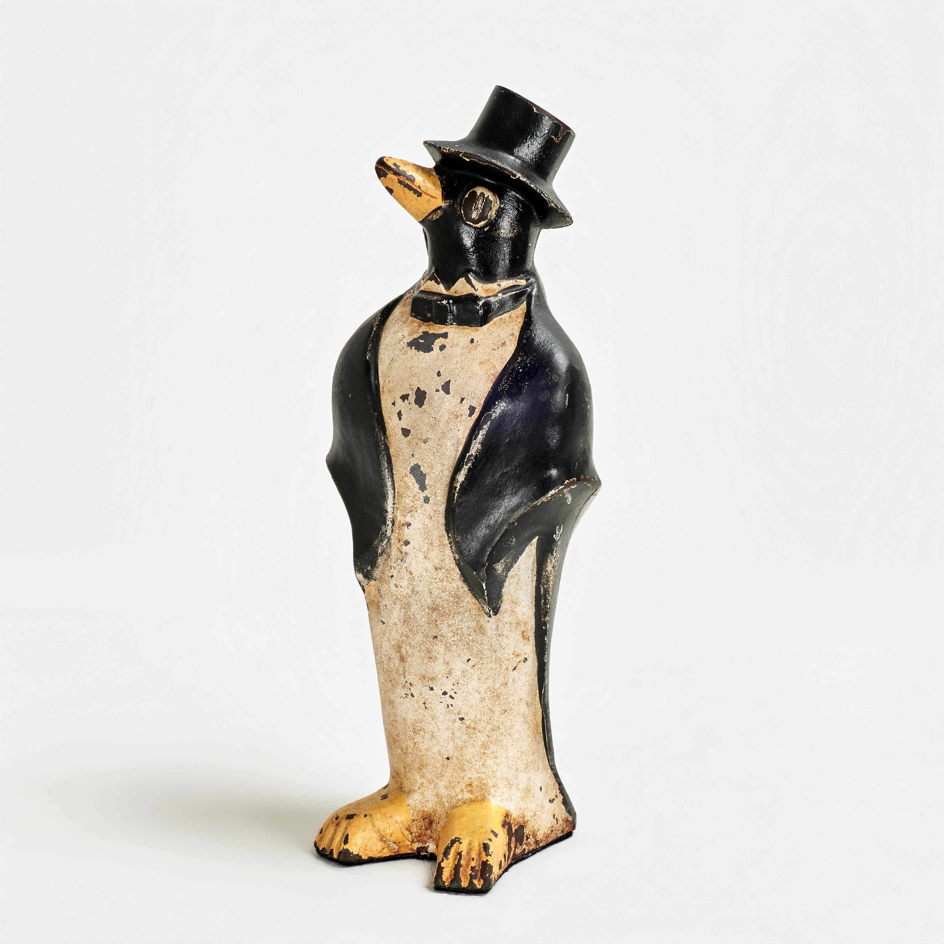 Unknown Figurative Sculpture – Hubley Antike Gusseisen Pinguin Türstopper
