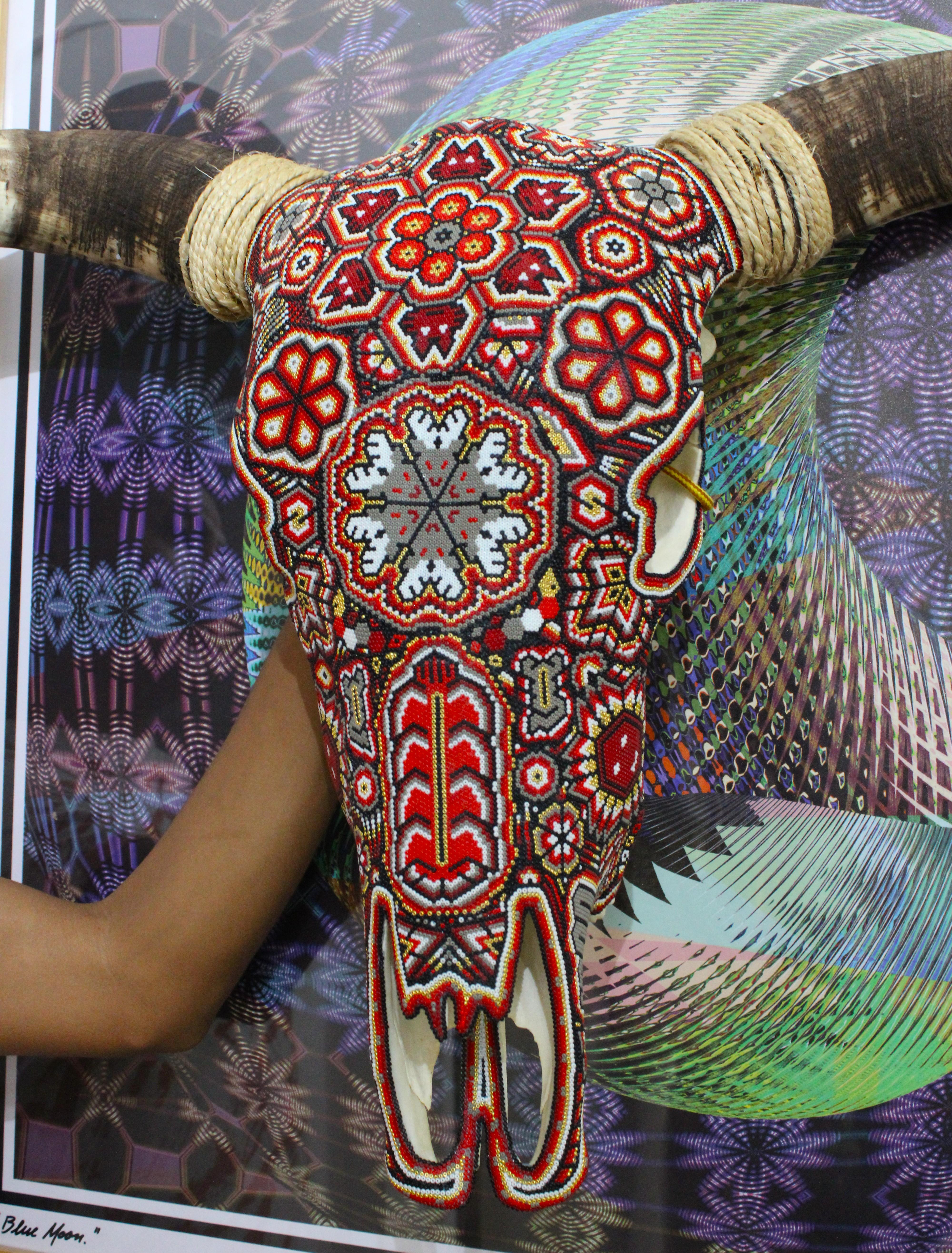 HUICHOL-BULL SKULL. . . . . - Sculpture by Unknown