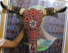 HUICHOL-BULL SKULL. . . . .