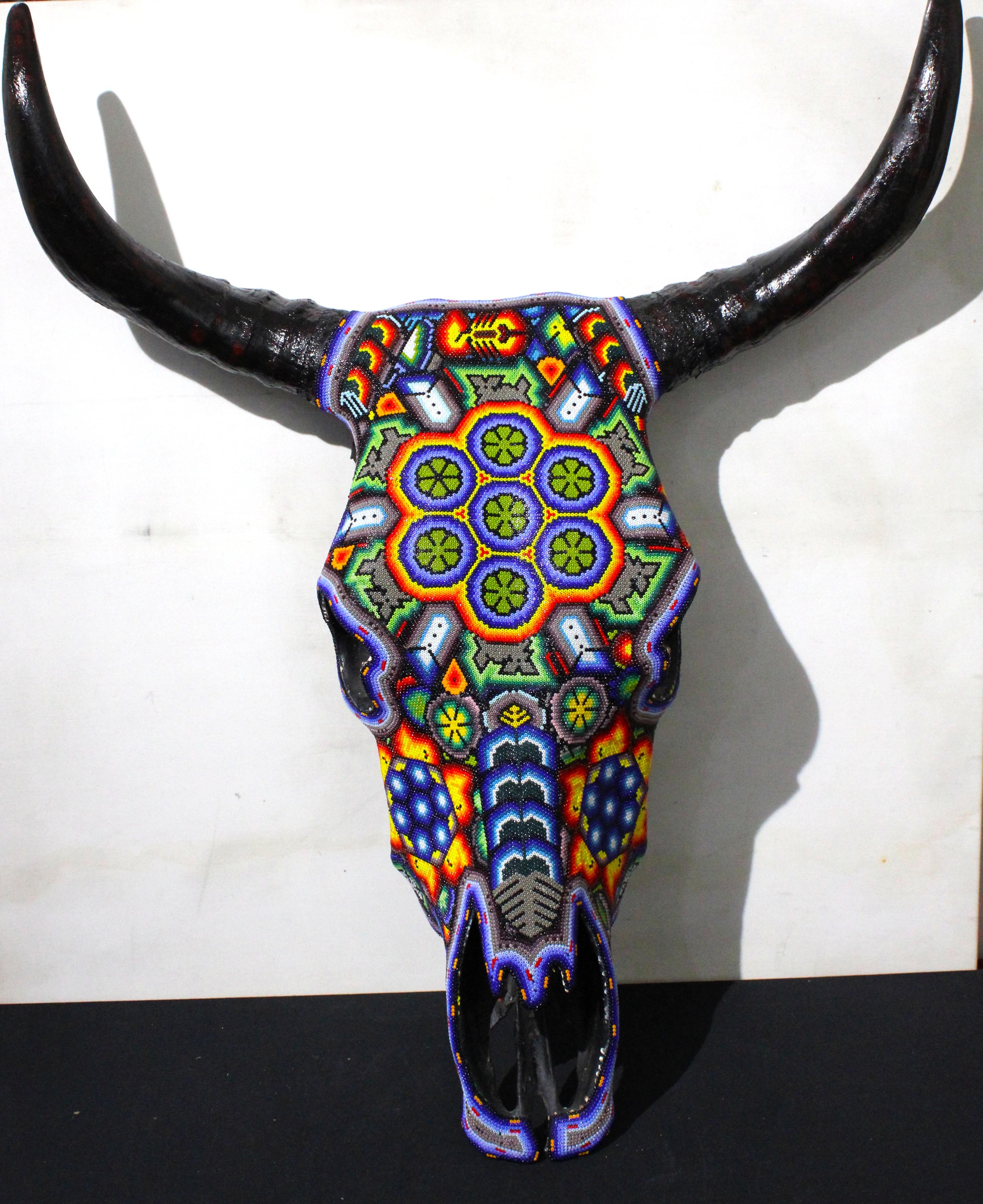 HUICHOL-BULL SKULL. . . . .