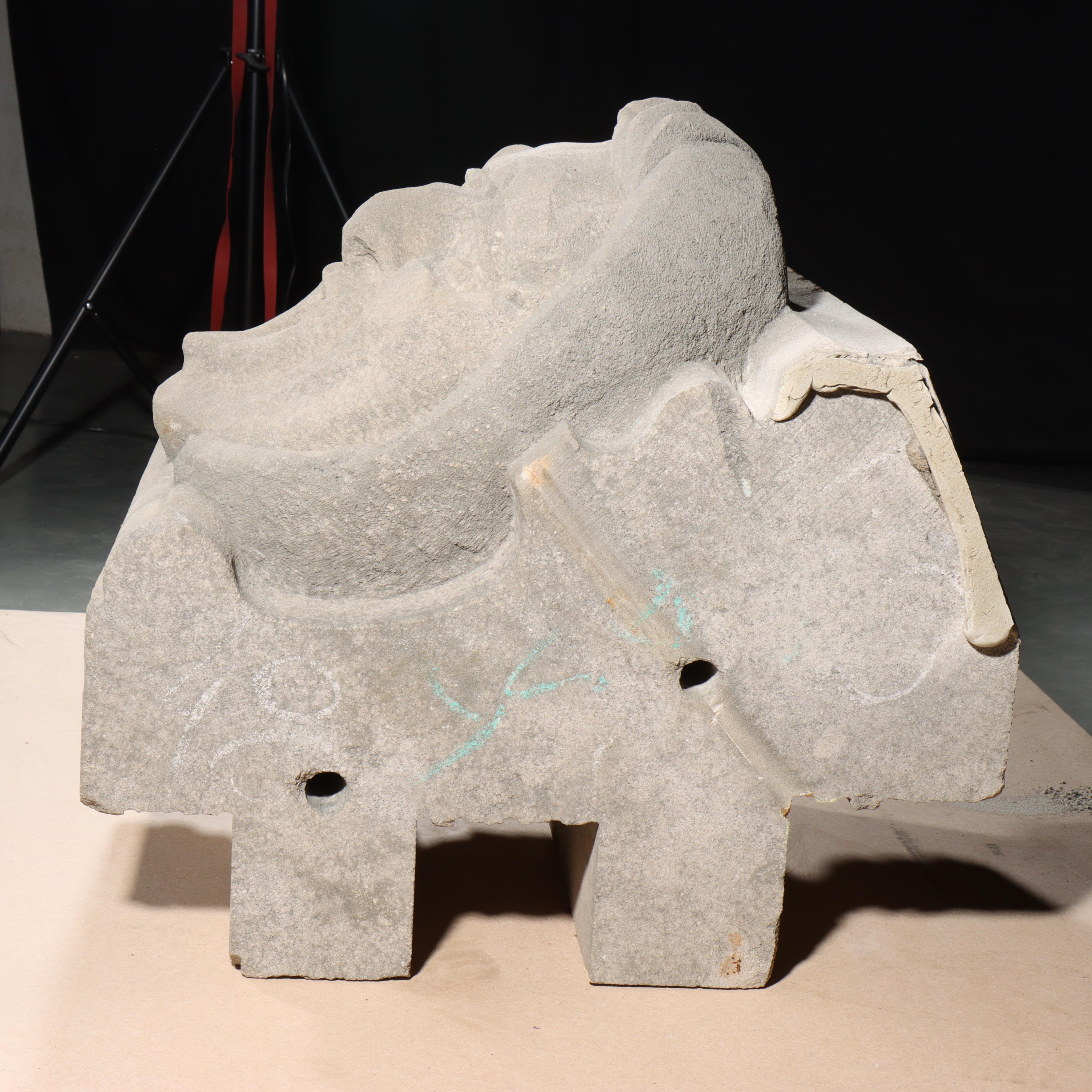 Human face gargoyle/grotesque screaming man; Gothic Limestone Carving For Sale 5