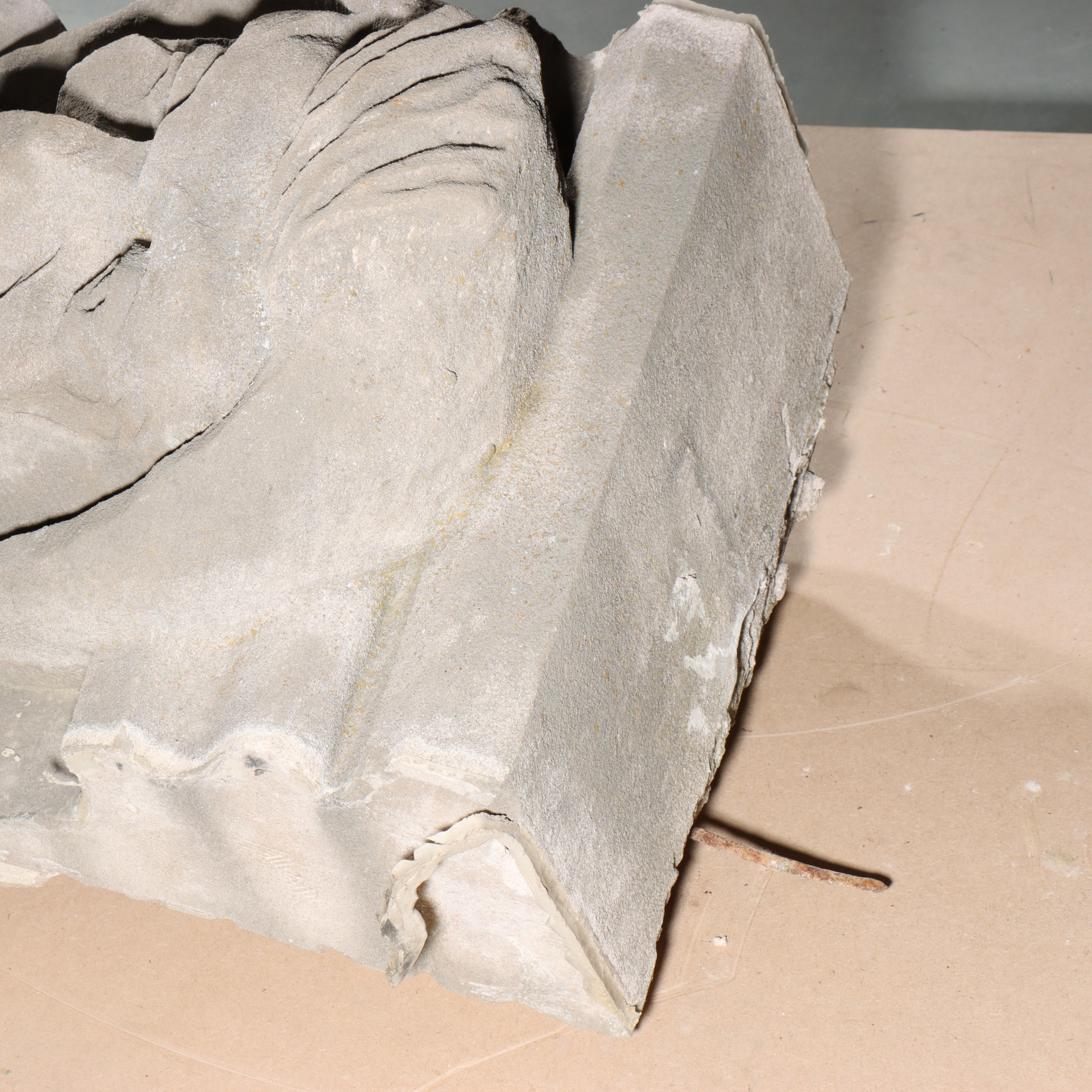Human face gargoyle/grotesque screaming woman/man; Gothic Limestone Carving For Sale 3