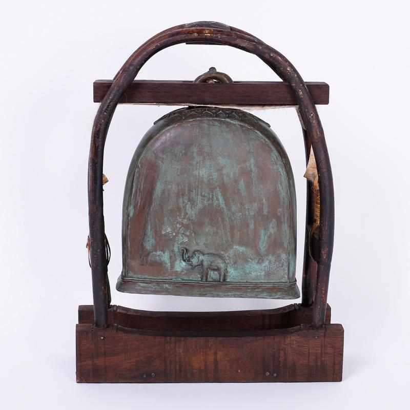 Indian Bronze Elephant Bell - Sculpture by Unknown