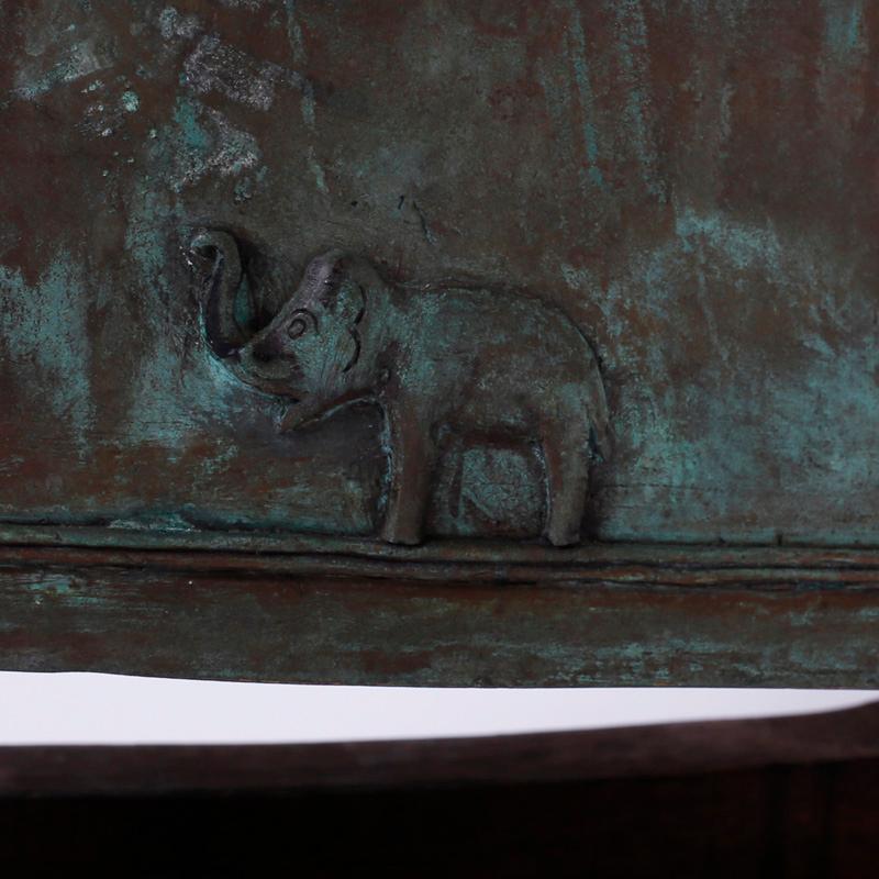 Indian Bronze Elephant Bell - Gold Abstract Sculpture by Unknown
