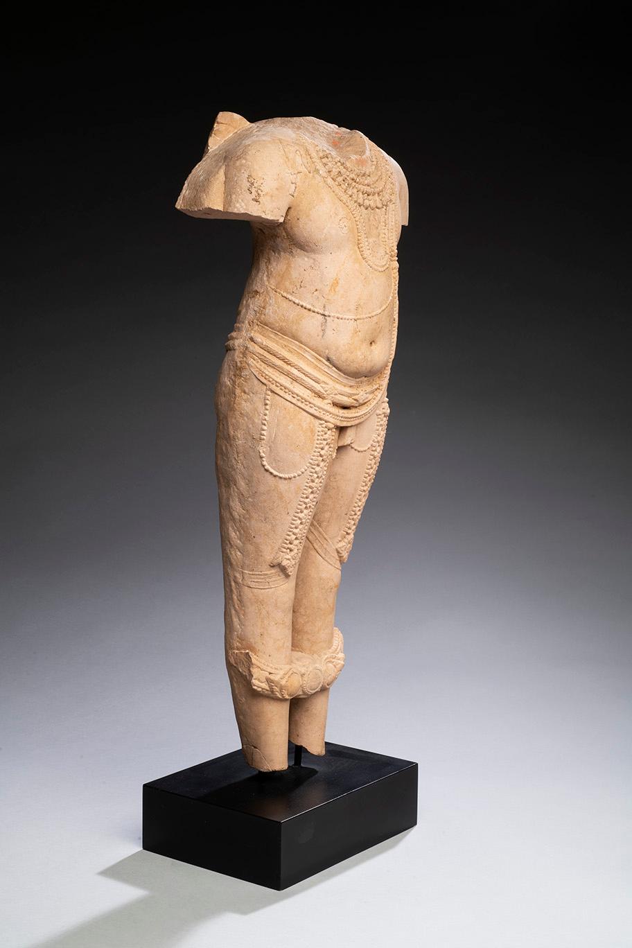 Indian Pink Sandstone Figure of a Deity, Central India, 11th/12th century - Sculpture by Unknown