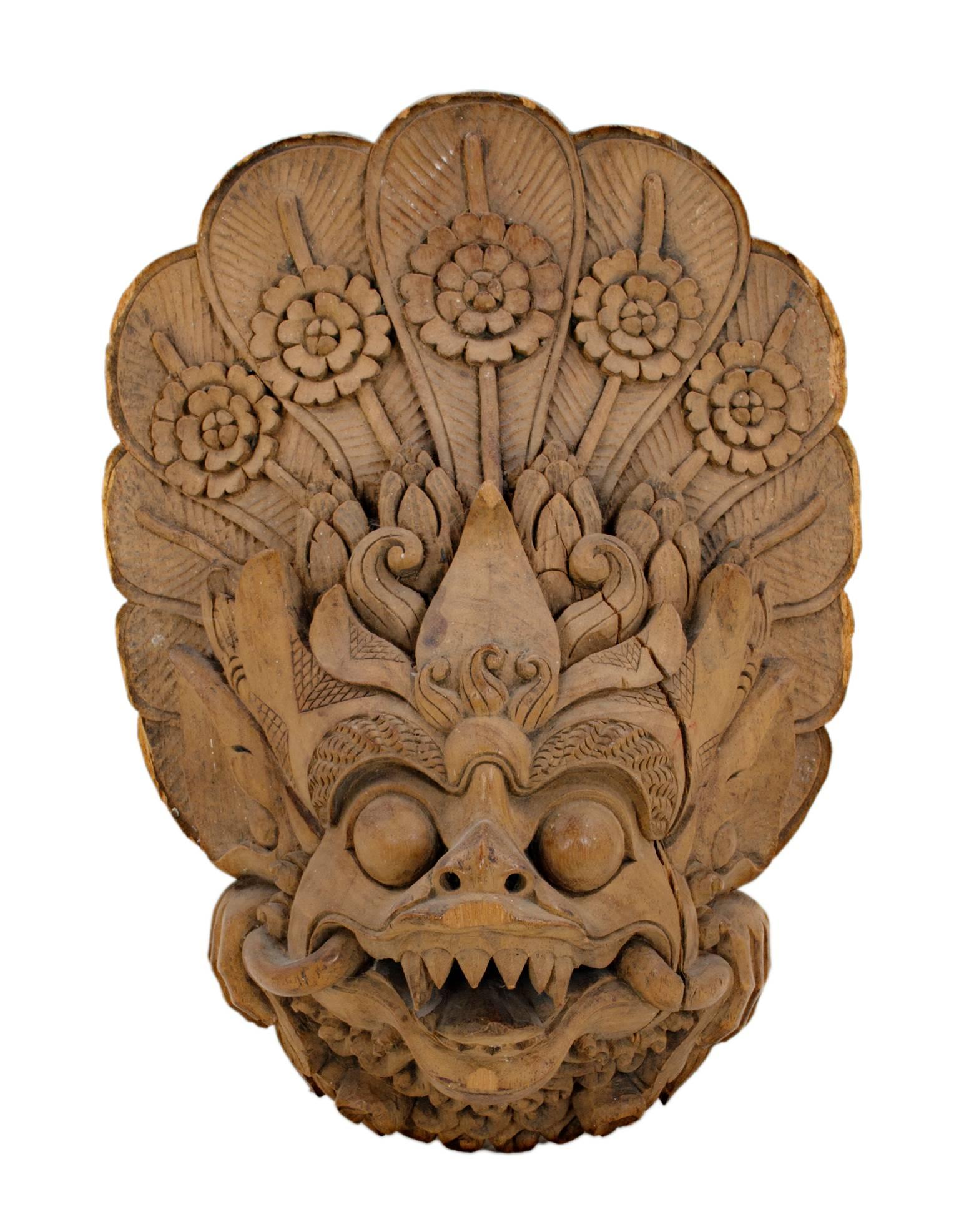 "Indonesian Garuda Head, " Carved Wood created circa 1920 - Sculpture by Unknown